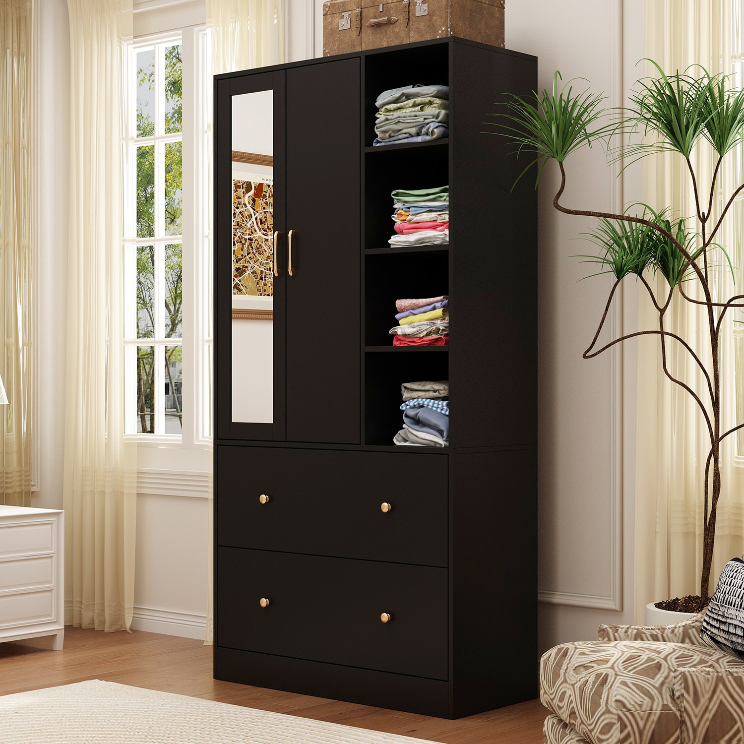 FUFU&GAGA JH0269-02 Black Armoire