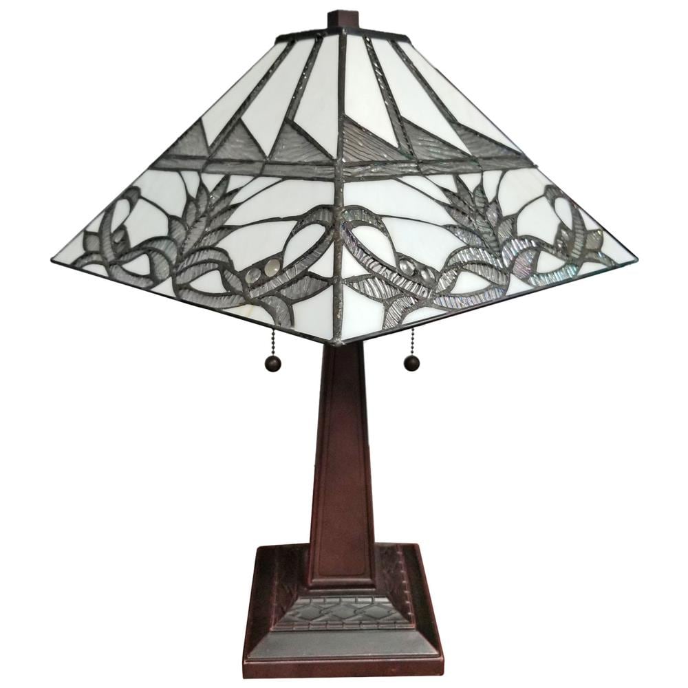 Tiffany Style 22" White Stained Glass Table Lamp