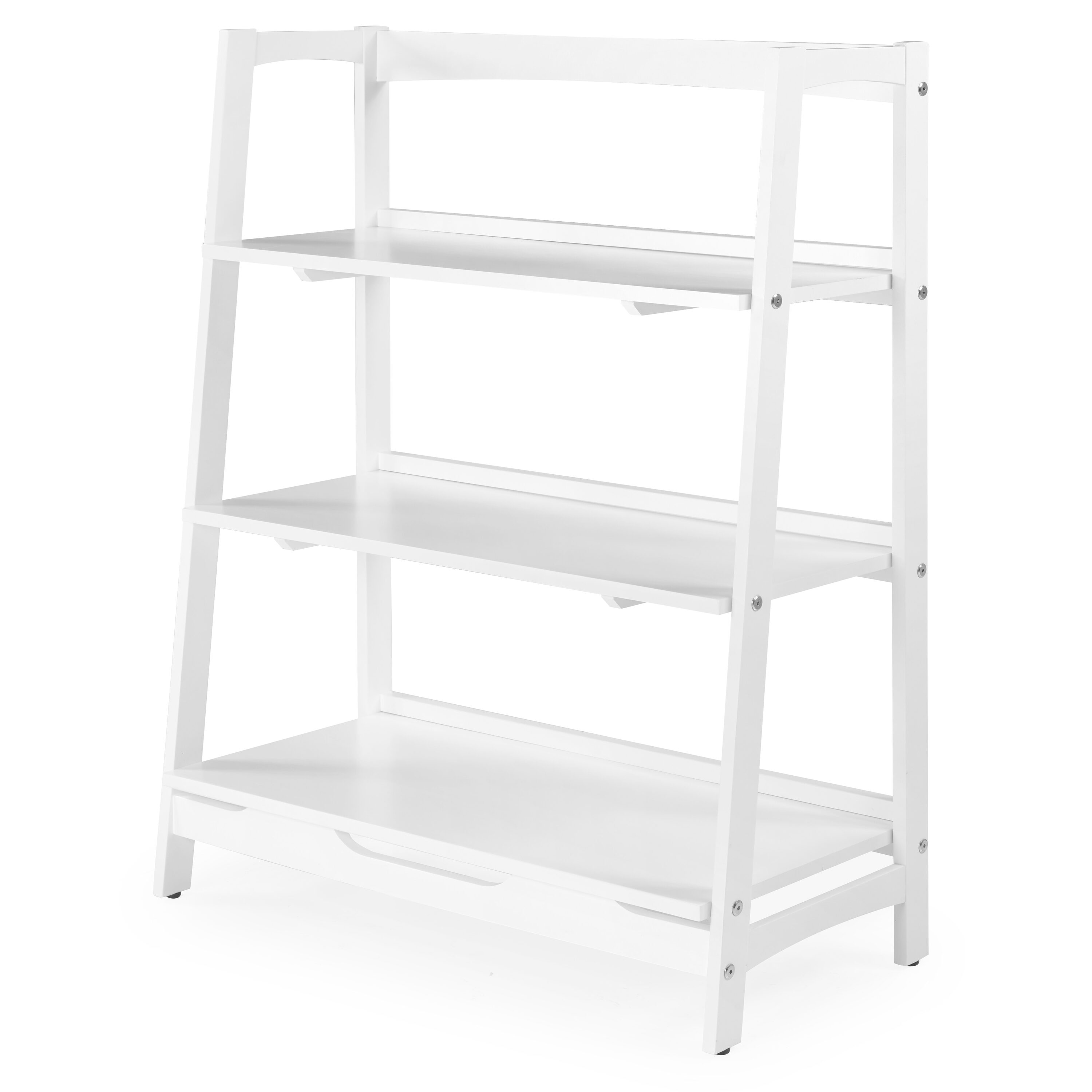 Camaflexi MDS03 Mid-Century Modern White Wood 3 -Shelf Ladder Bookcase ( 36-Inches W x 43.5-Inches H x 14.875-Inches D ) Finished