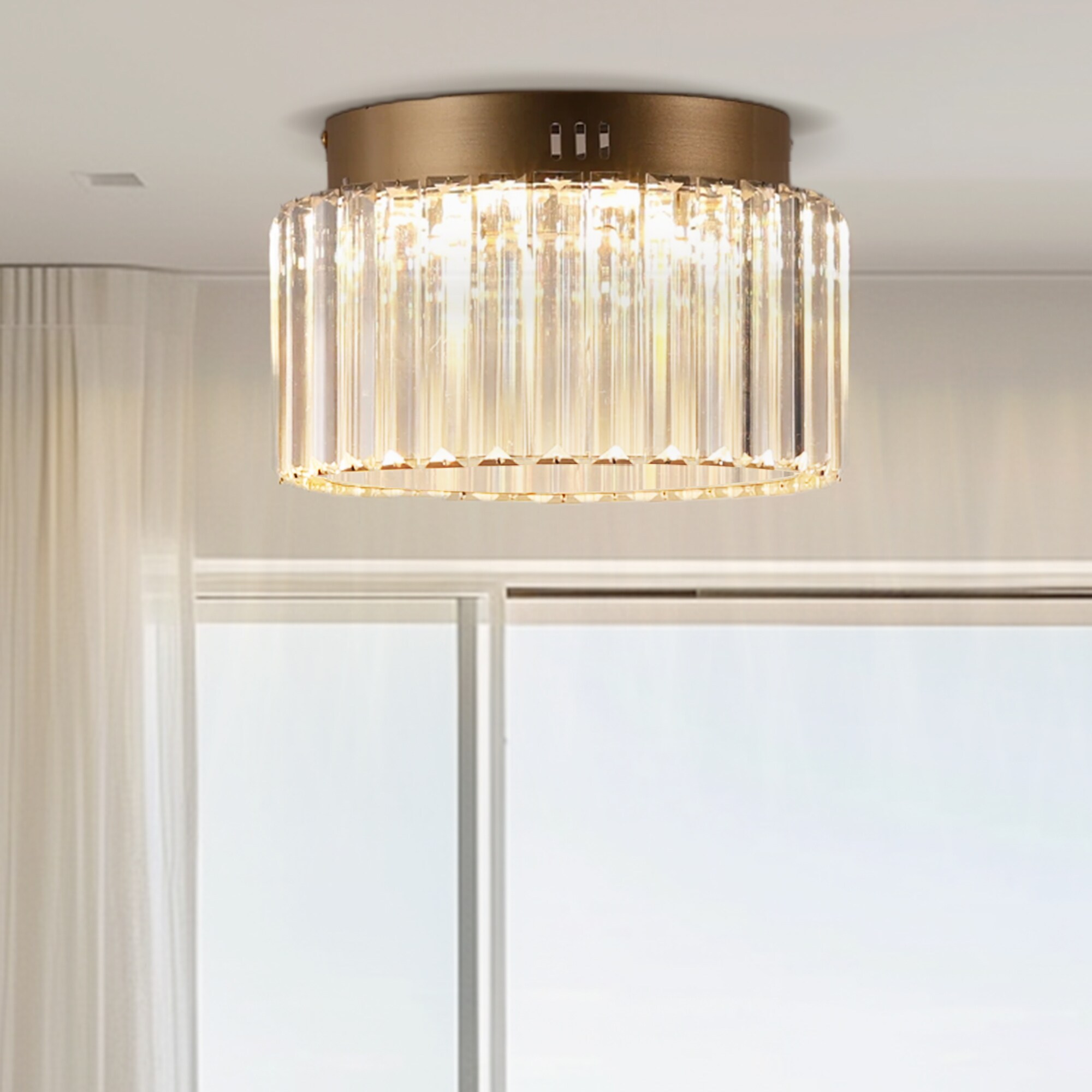 YANSUN LA-QX06901GD-11 1 -Light 9.4-in Gold Integrated LED Flush Mount Light