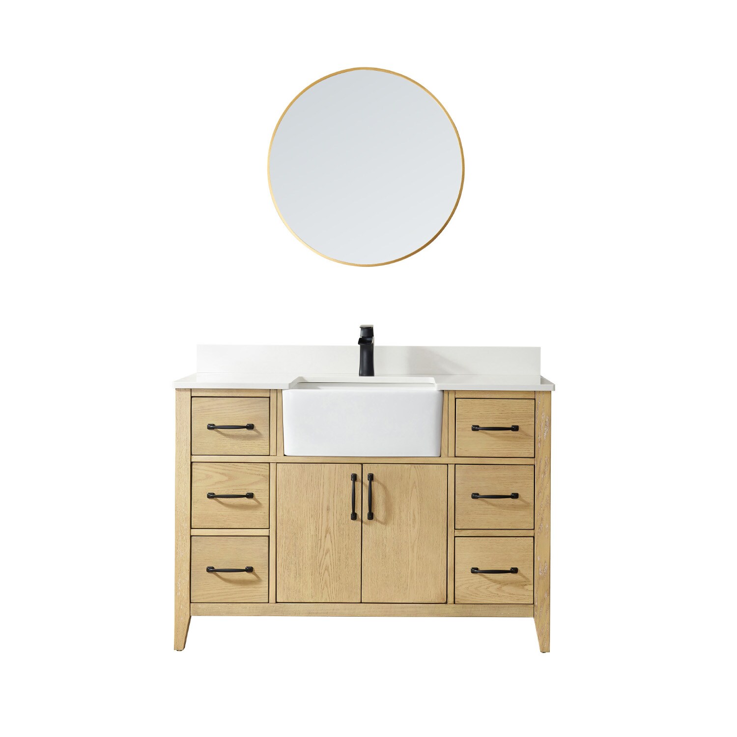 Vinnova Sevilla 48-in Washed Ash Farmhouse Single Sink Bathroom Vanity ...