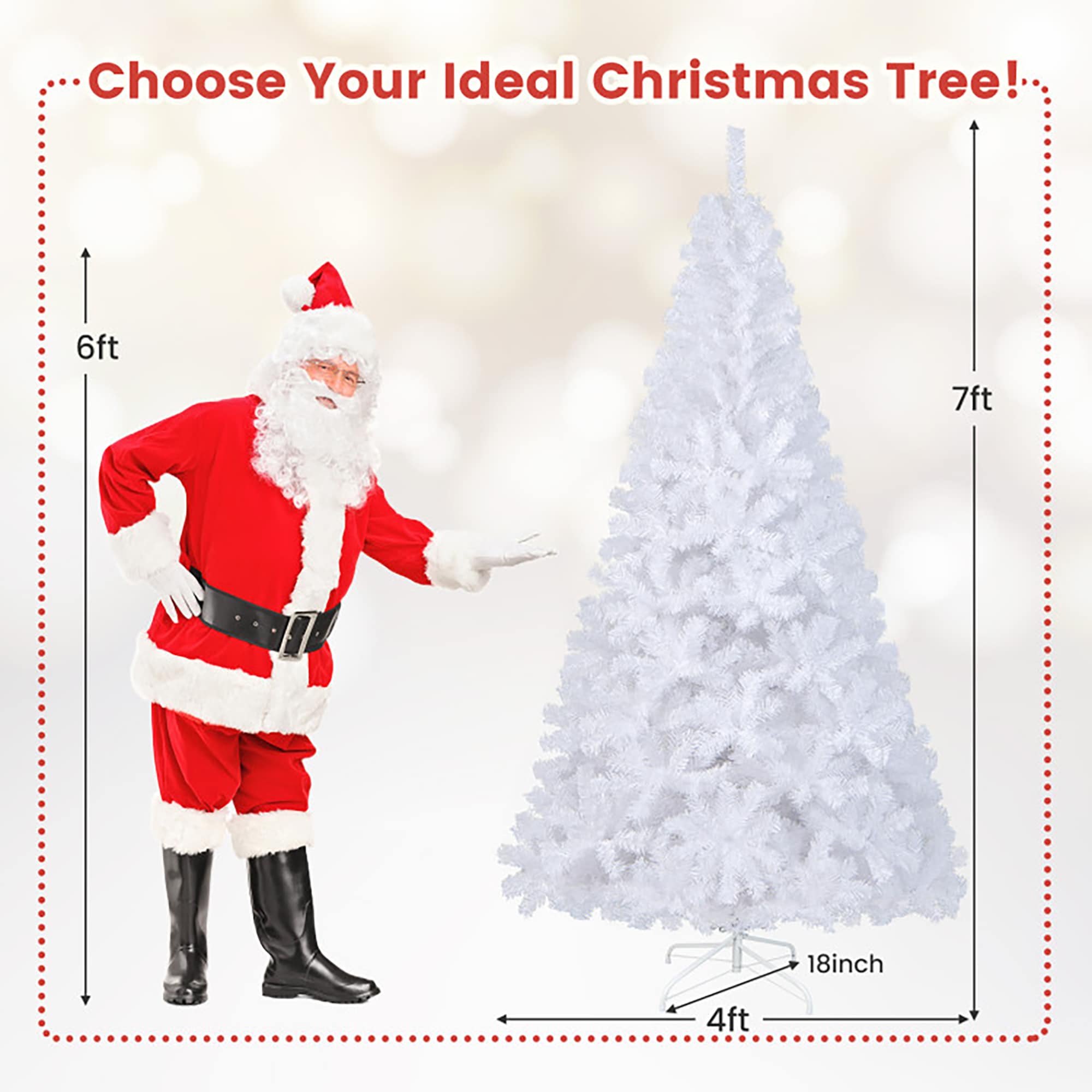 Forclover 7-ft Slim White Artificial Christmas Tree in the Artificial ...