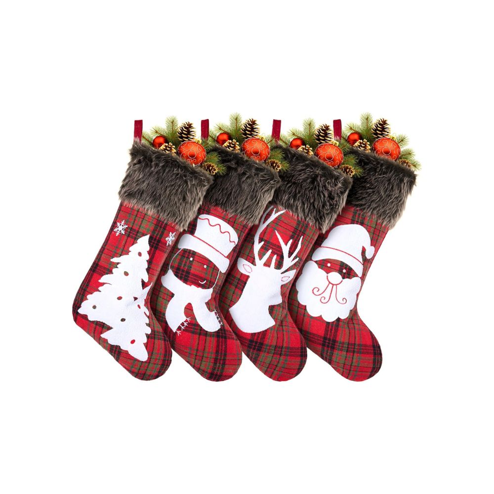 Casual Home 4 Pack Faux Fur Christmas Stockings