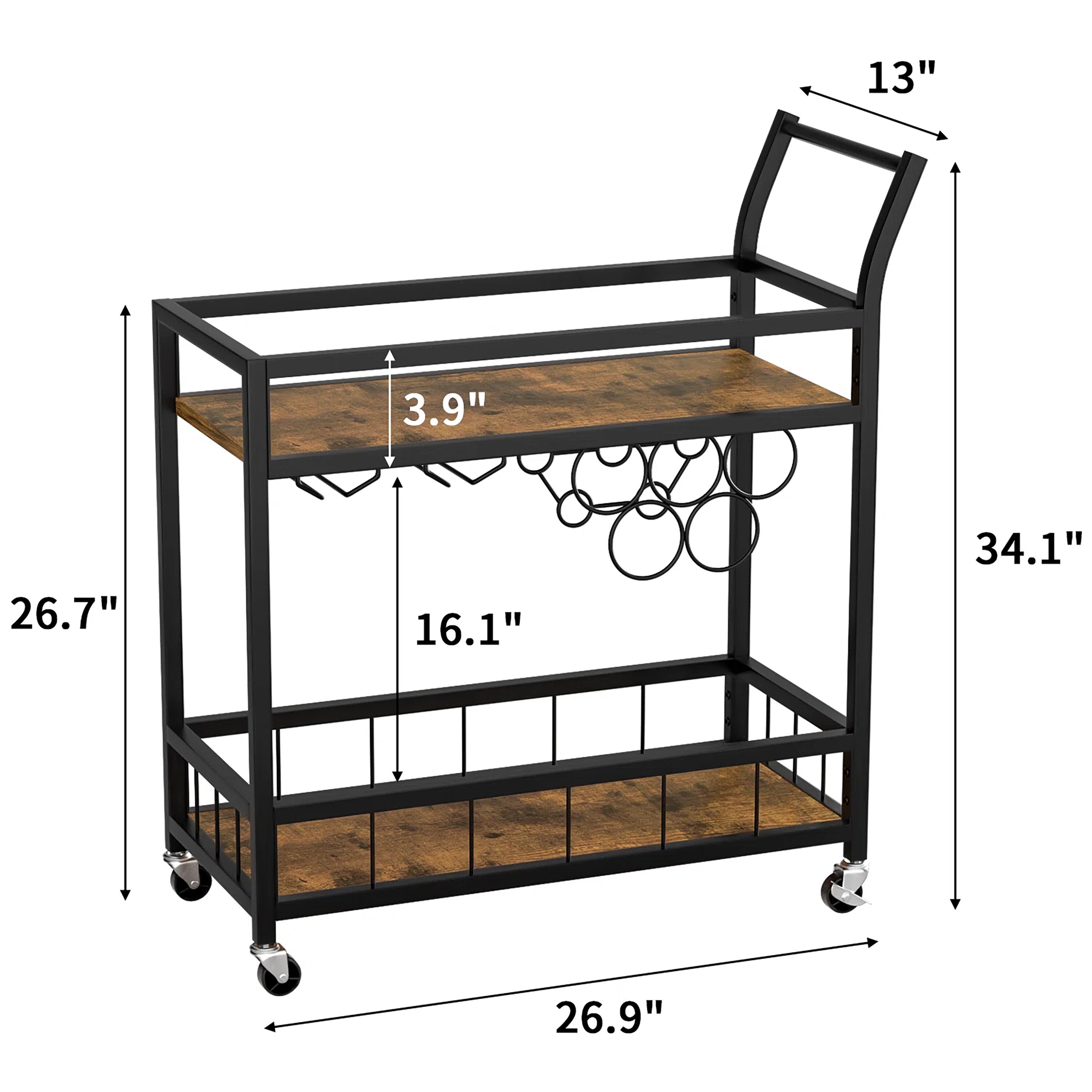 32.5 3 Tier Folding Metal Shelf Black - Breighton Home