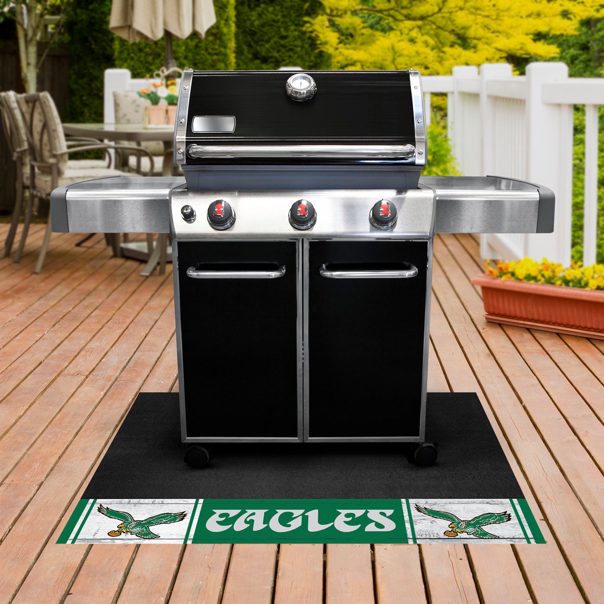 FANMATS 32654 Philadelphia Eagles Grill Mat Black Vinyl Rectangular Grill Mat