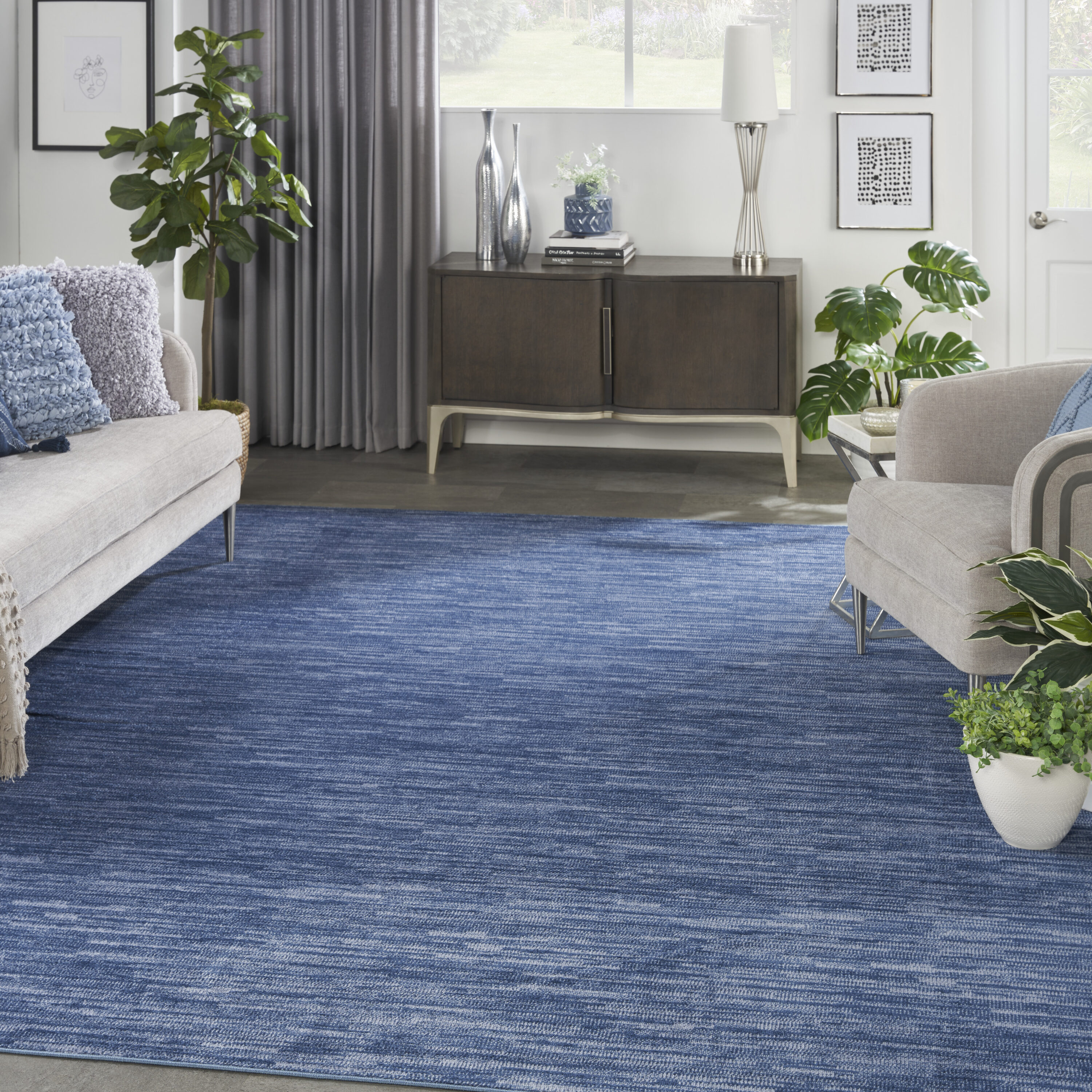 Nourison 99446824493 Essentials 9 x 12 (ft) Loomed Polypropylene Navy Blue Rectangular Indoor/Outdoor Solid Area rug