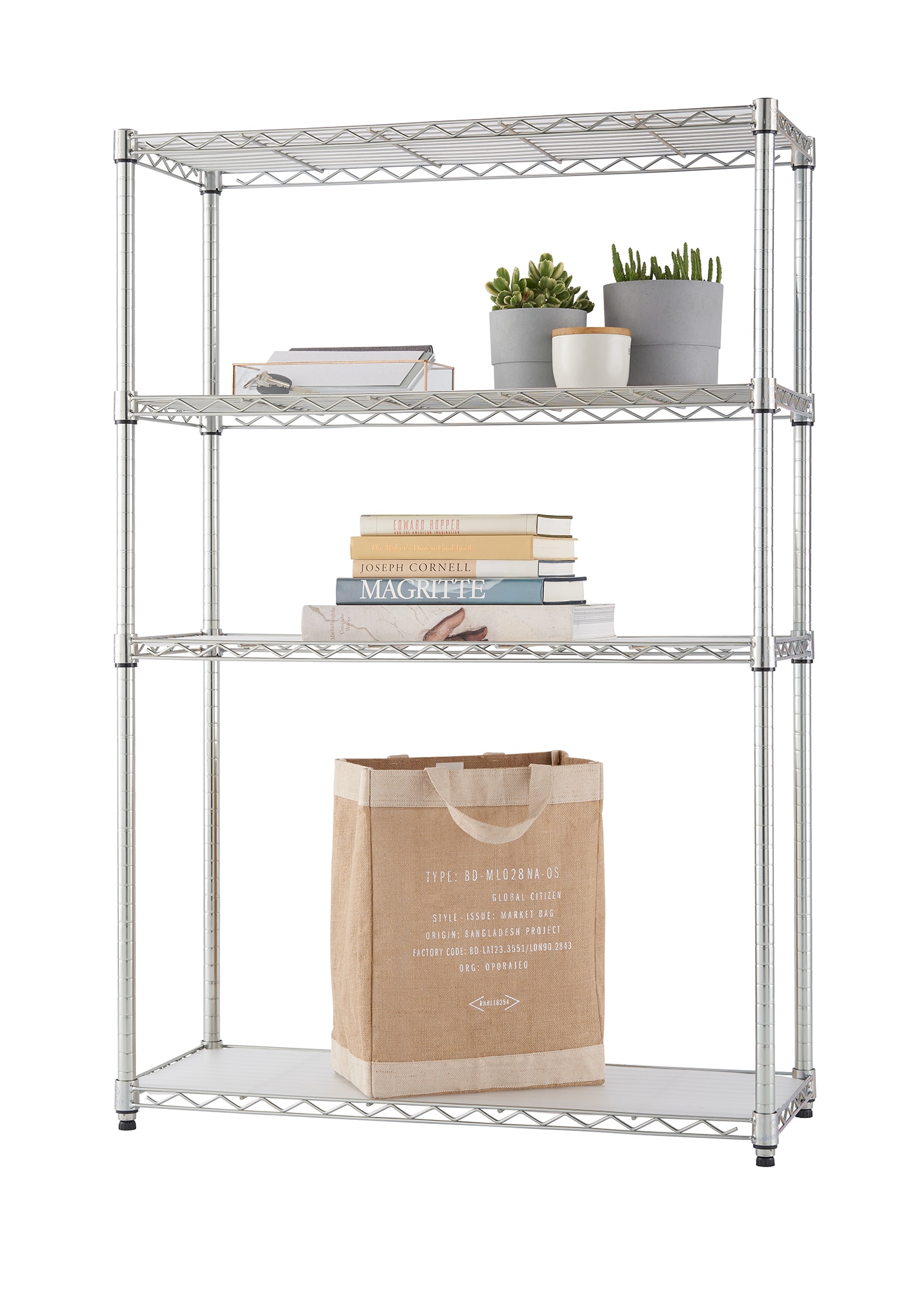 TRINITY TBFZ-0943 Steel 4 -Tier Utility shelving unit ( 36-in W x 14-in D x 54-in H ) ( Chrome , ( 350-lb lbs. Capacity Per Shelf )