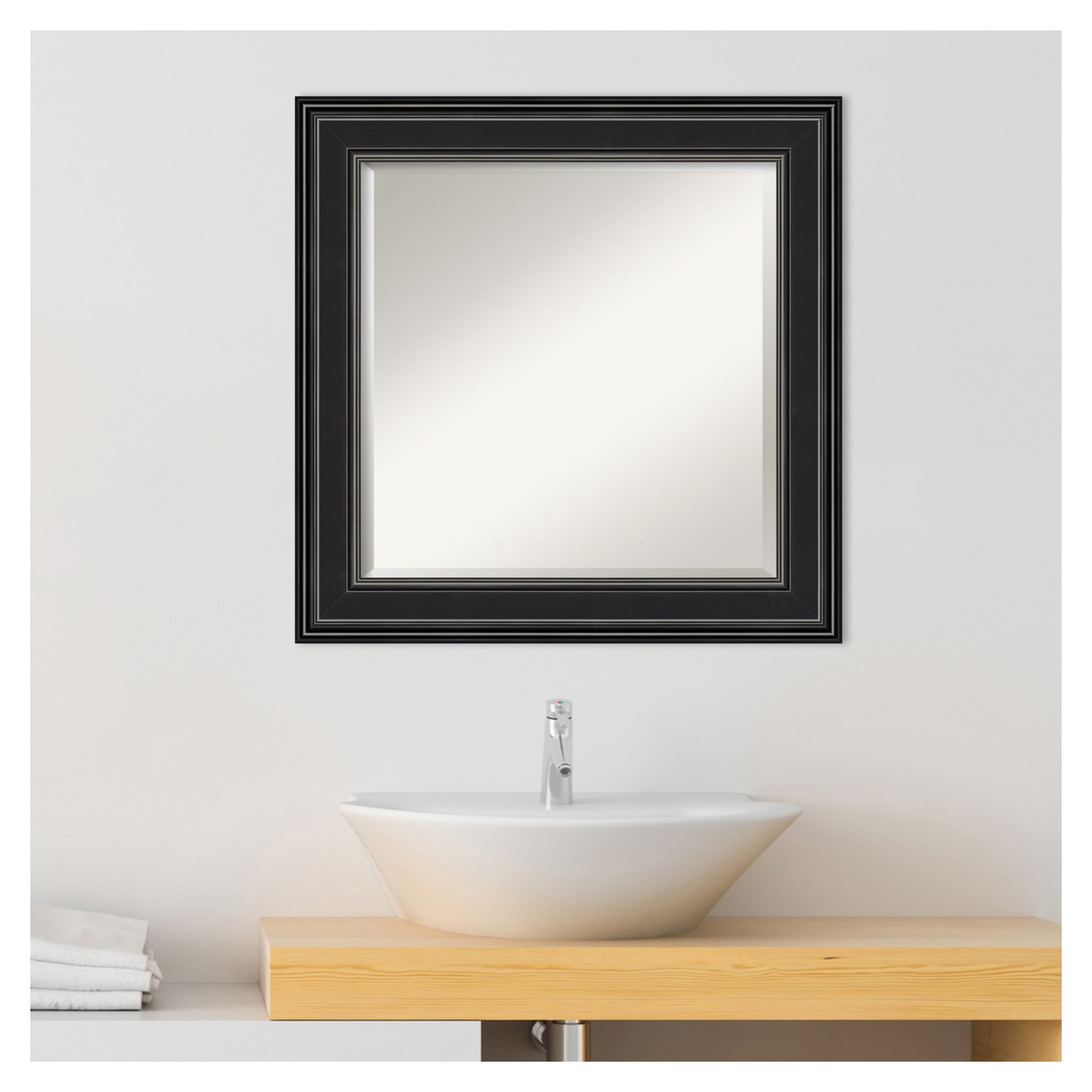 Amanti Art Ridge Black Frame 25.75-in x 25.75-in Square Bathroom Vanity ...