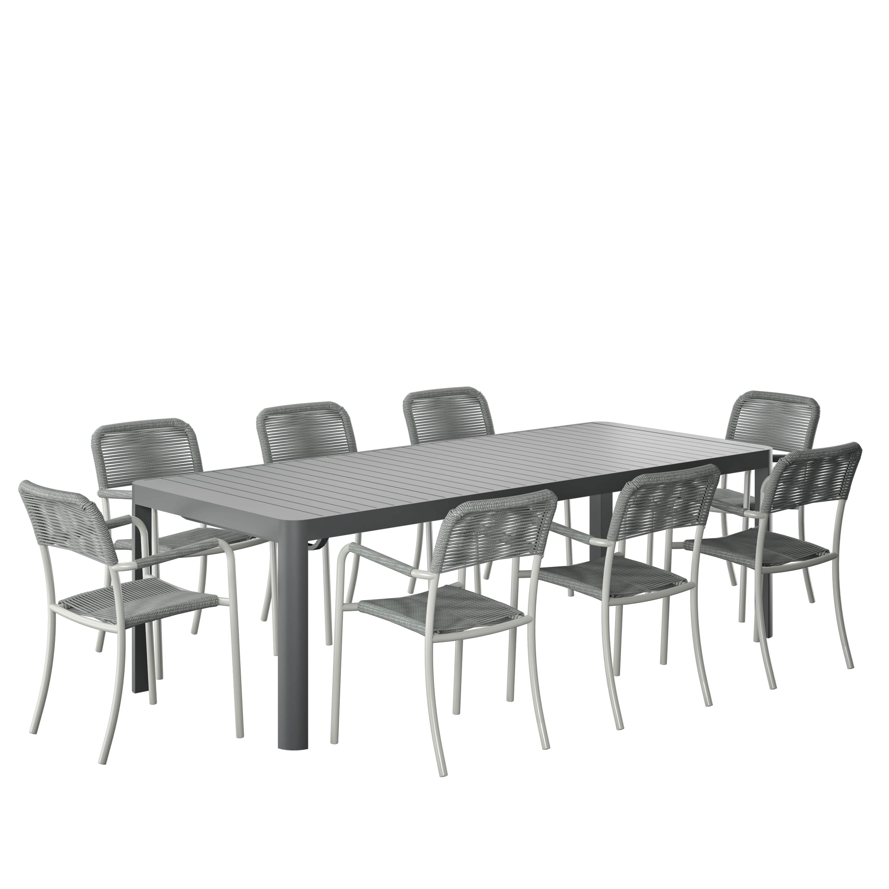 Amazonia CALEXTGR-8PORTGR Urban Elements Shikoku Patio Dining Set for 8 – Perfect for Family and Friends - Modern and Stylish Dining Table with Chairs