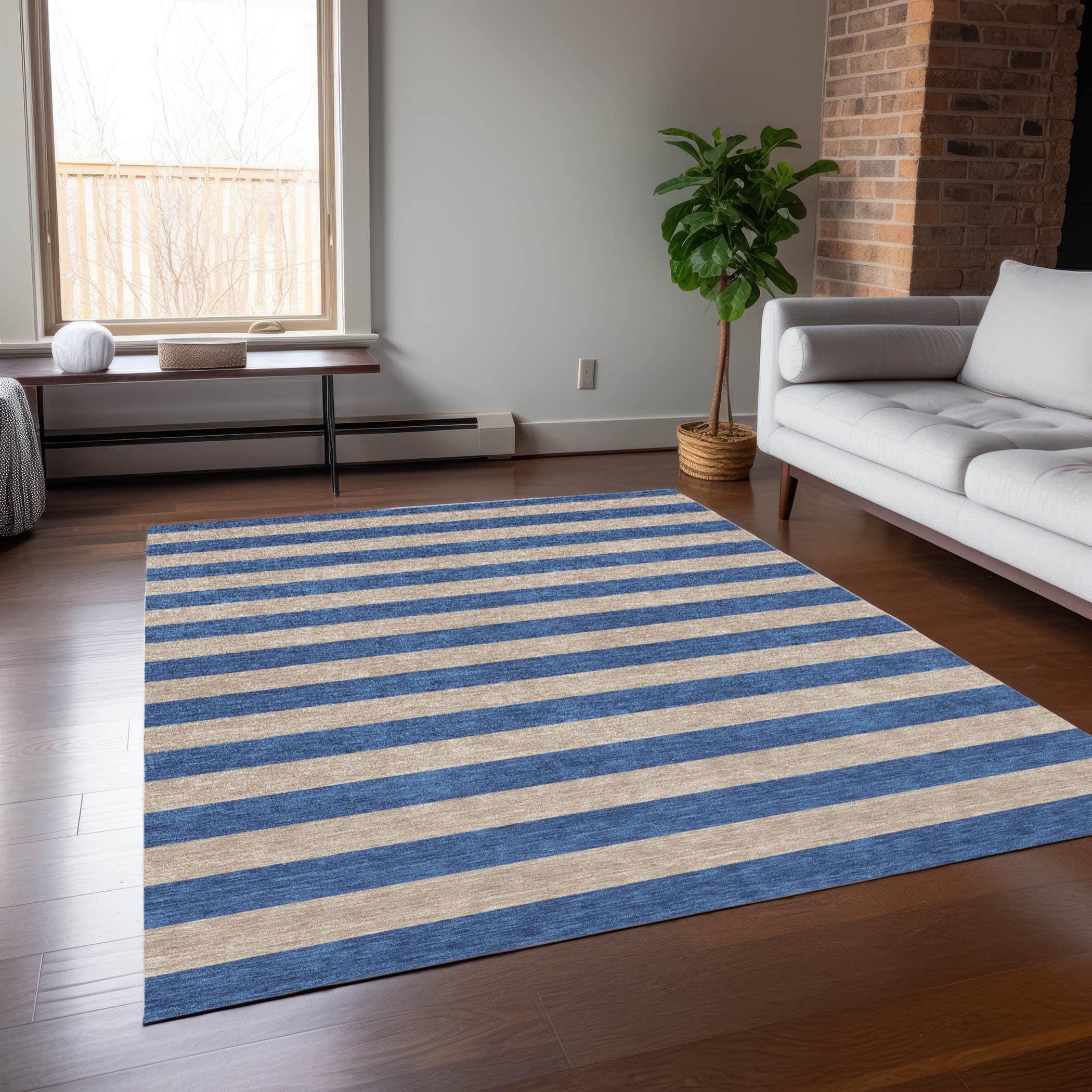 Addison Rugs ACN530TA30X46 Chantille ACN530TA 2 x 3 (ft) Polyester Tan Rectangular Indoor/Outdoor Stripe Machine washable Area rug