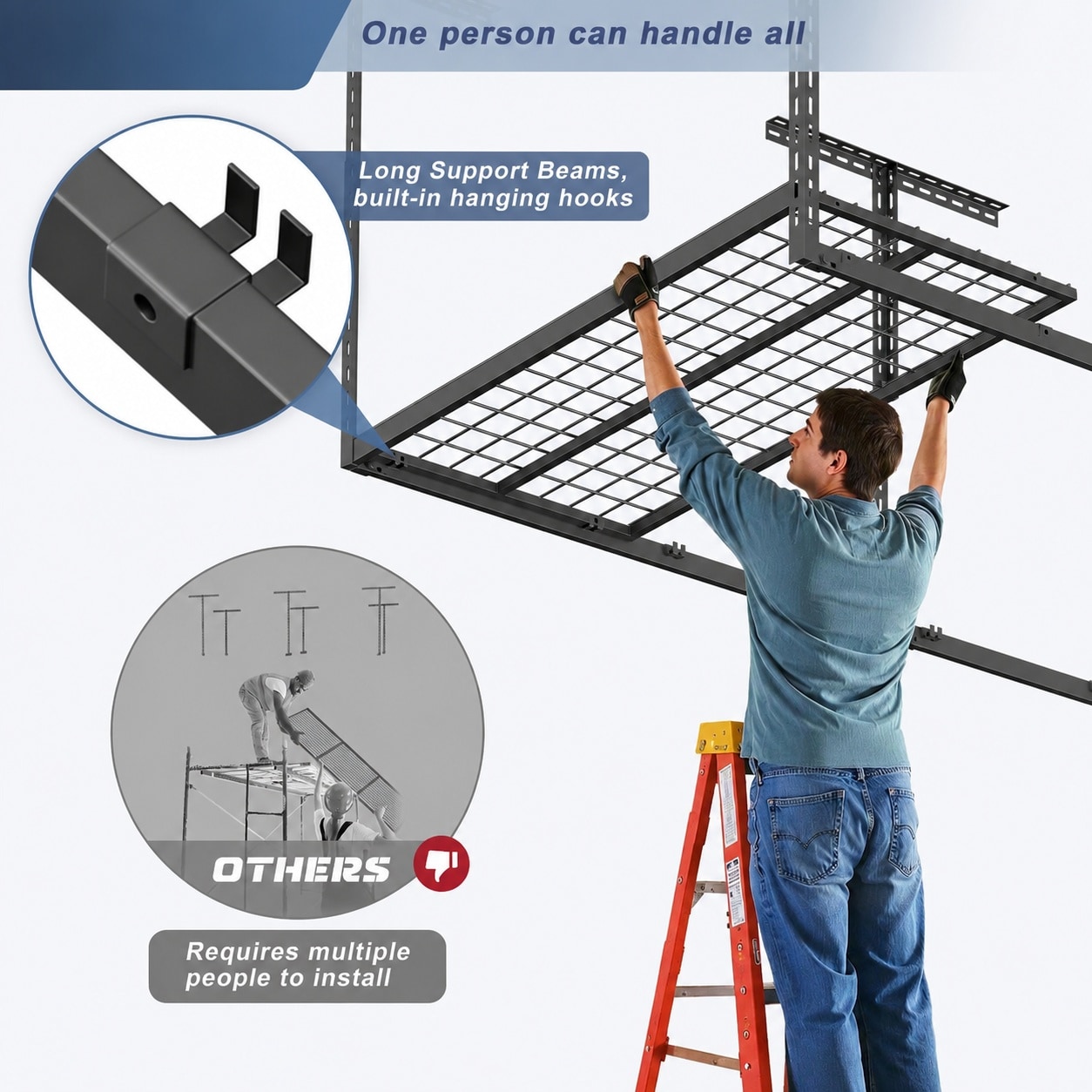 Oyezvary LOZ0804O280 Overhead-Garage-Storage - View #4