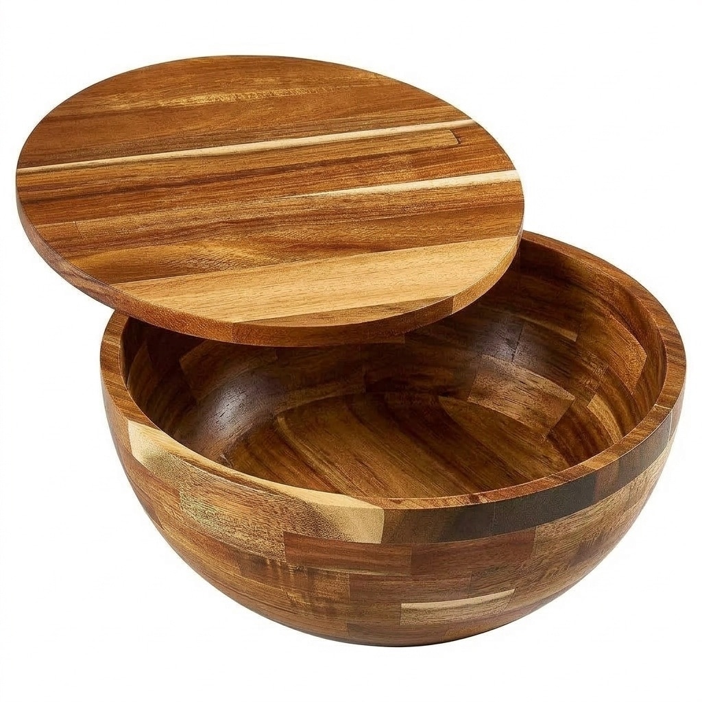 Aoibox  Wooden Salad Bowl Set with Lid 11 8 in Acacia Serving Bowls Utensils Included for Kitchen Dining Party