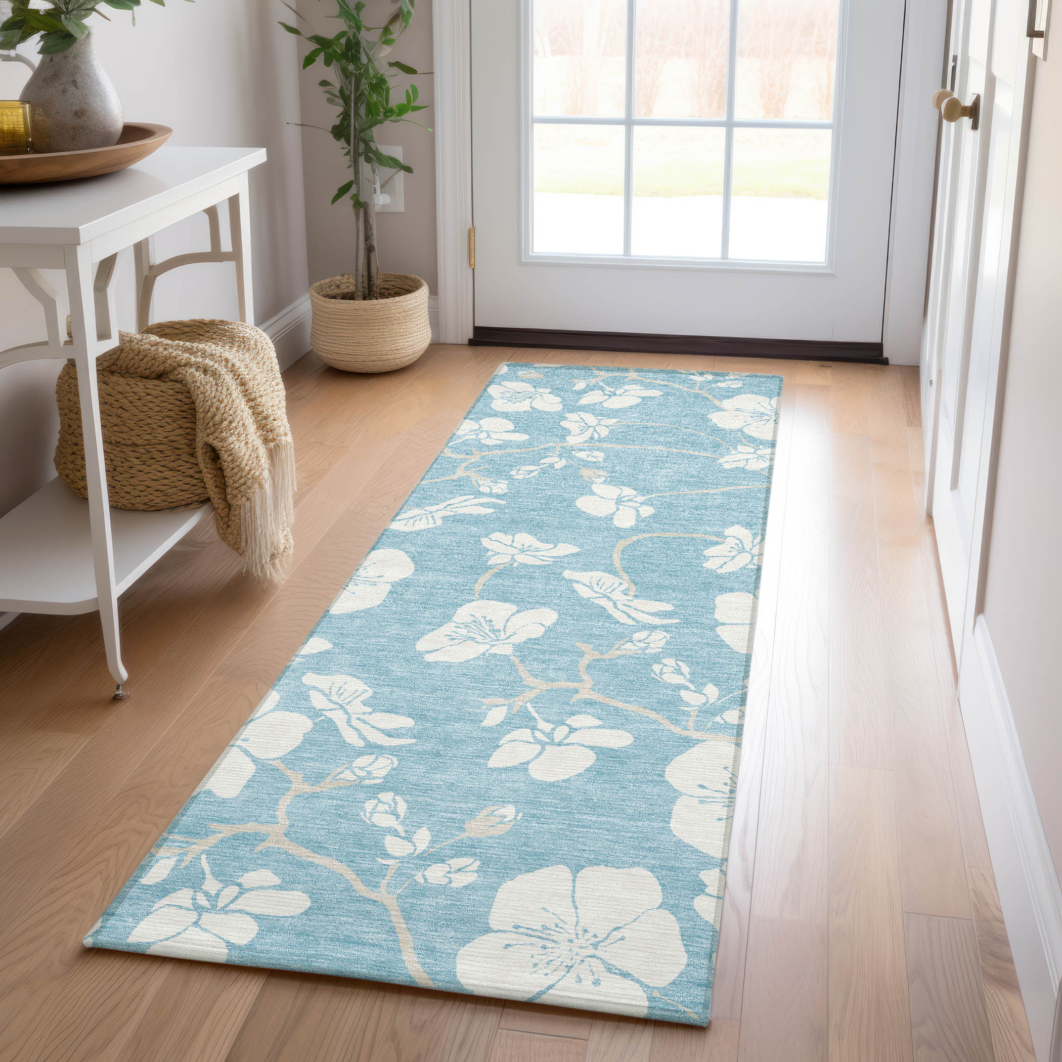 Addison Rugs ACN1032SK2X8 Chantille ACN1032SK 2 x 7 (ft) Polyester Sky Rectangular Indoor/Outdoor Geometric Machine washable Runner rug
