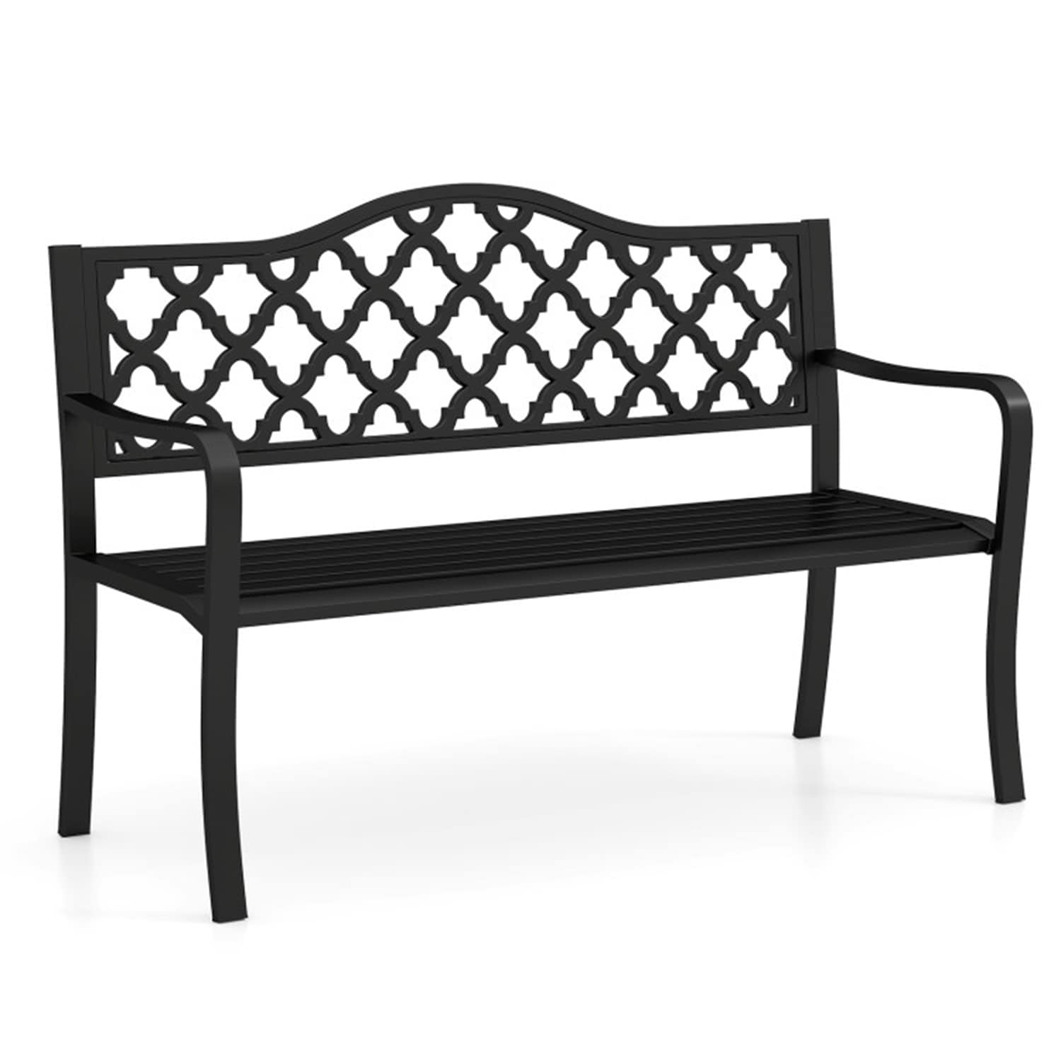 Mondawe 50.5-in W x 35-in H Black Steel Garden Bench