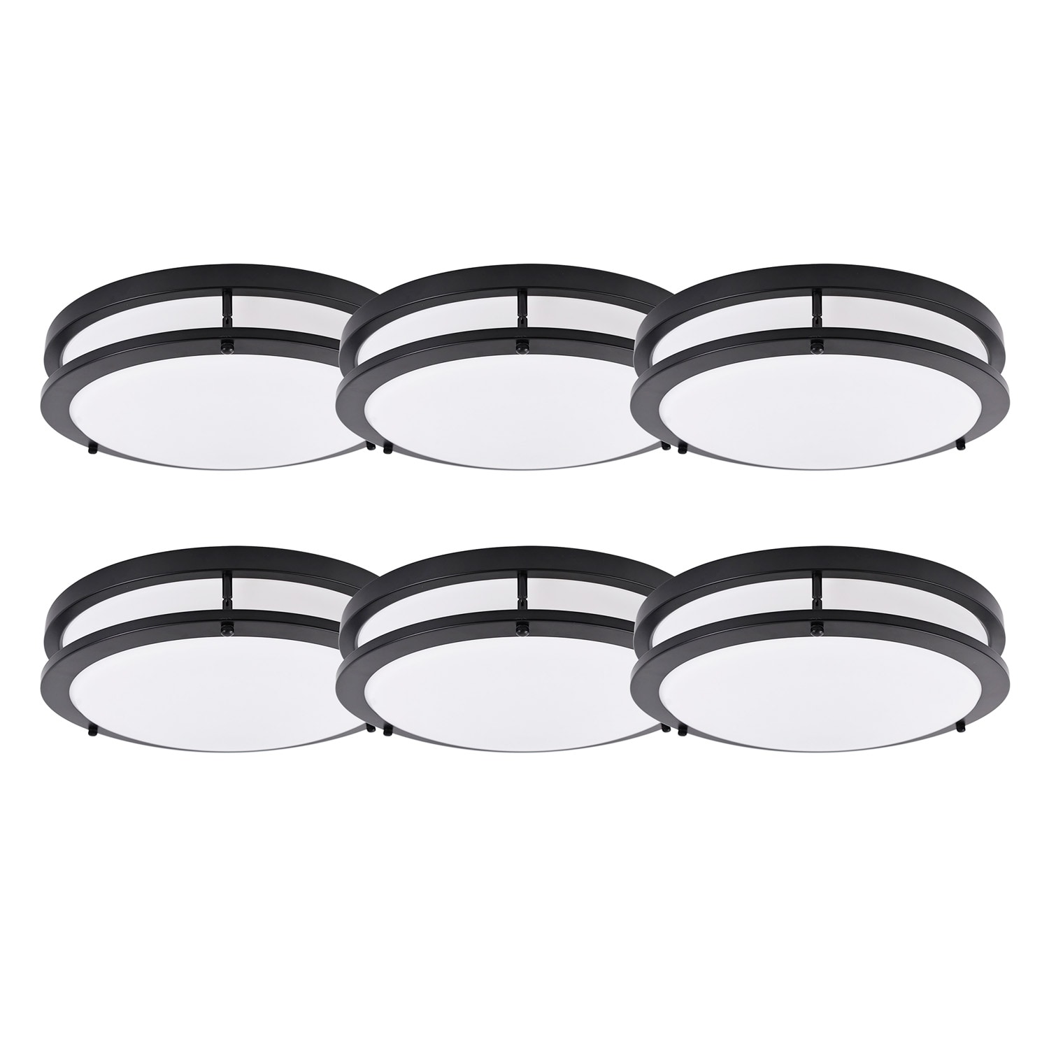 Energetic Lighting FMB01R17E93050TFBK6P FMB01R17 6 -Light 14-in Matte Black Integrated LED Flush Mount Light 6 -Pack