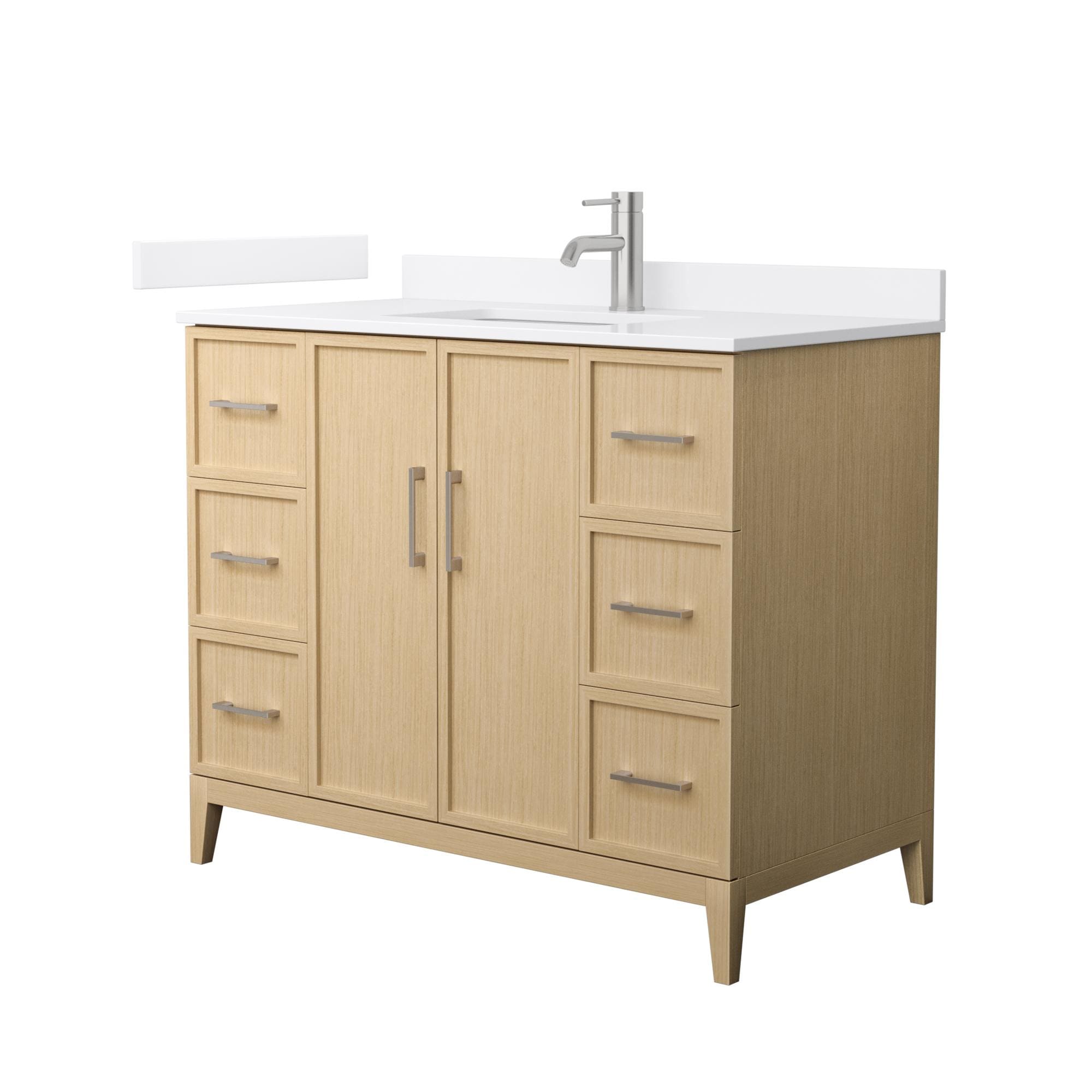 Wyndham Collection - Elan 42-in White Oak with Brushed Nickel Trim Undermount Single Sink Bathroo...