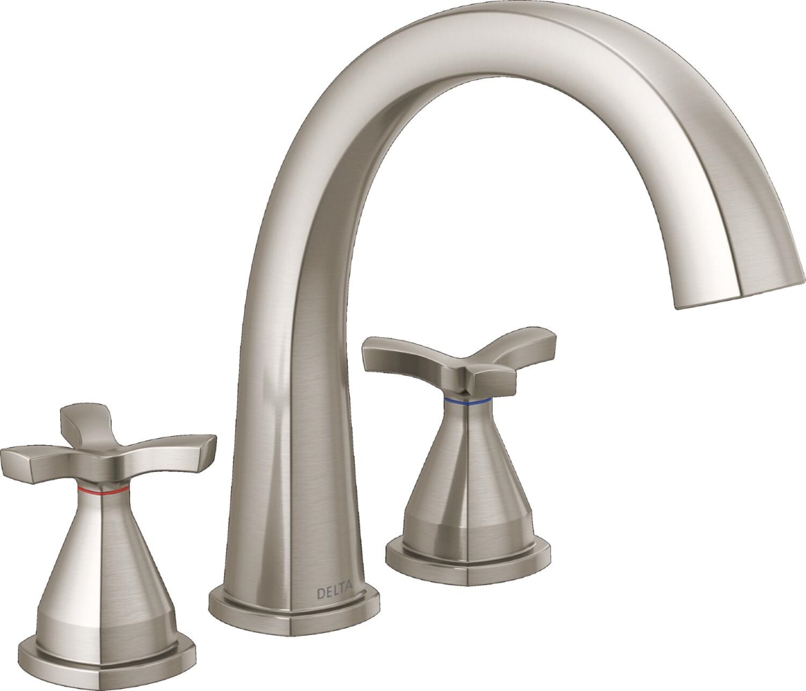 Delta T27776-SS-PR Lumicoat Stainless 2-handle Deck-mount Roman High-arc Bathtub Faucet
