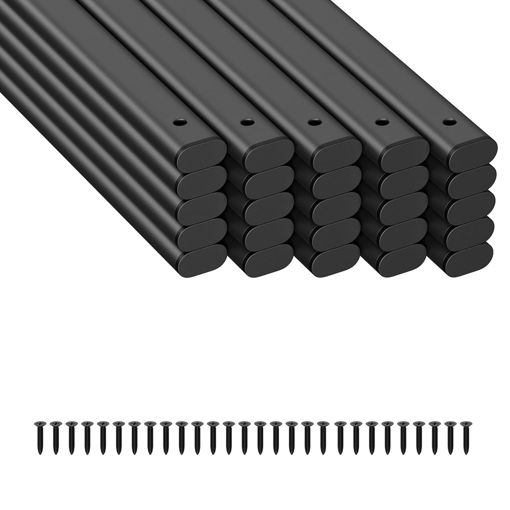 25 Pack 26 Inch Black Metal Deck Balusters Hollow Oval Stair Spindles for Indoor Outdoor Porch Patio Railing 1.5mm Thick Easy Install #LMS1223B22