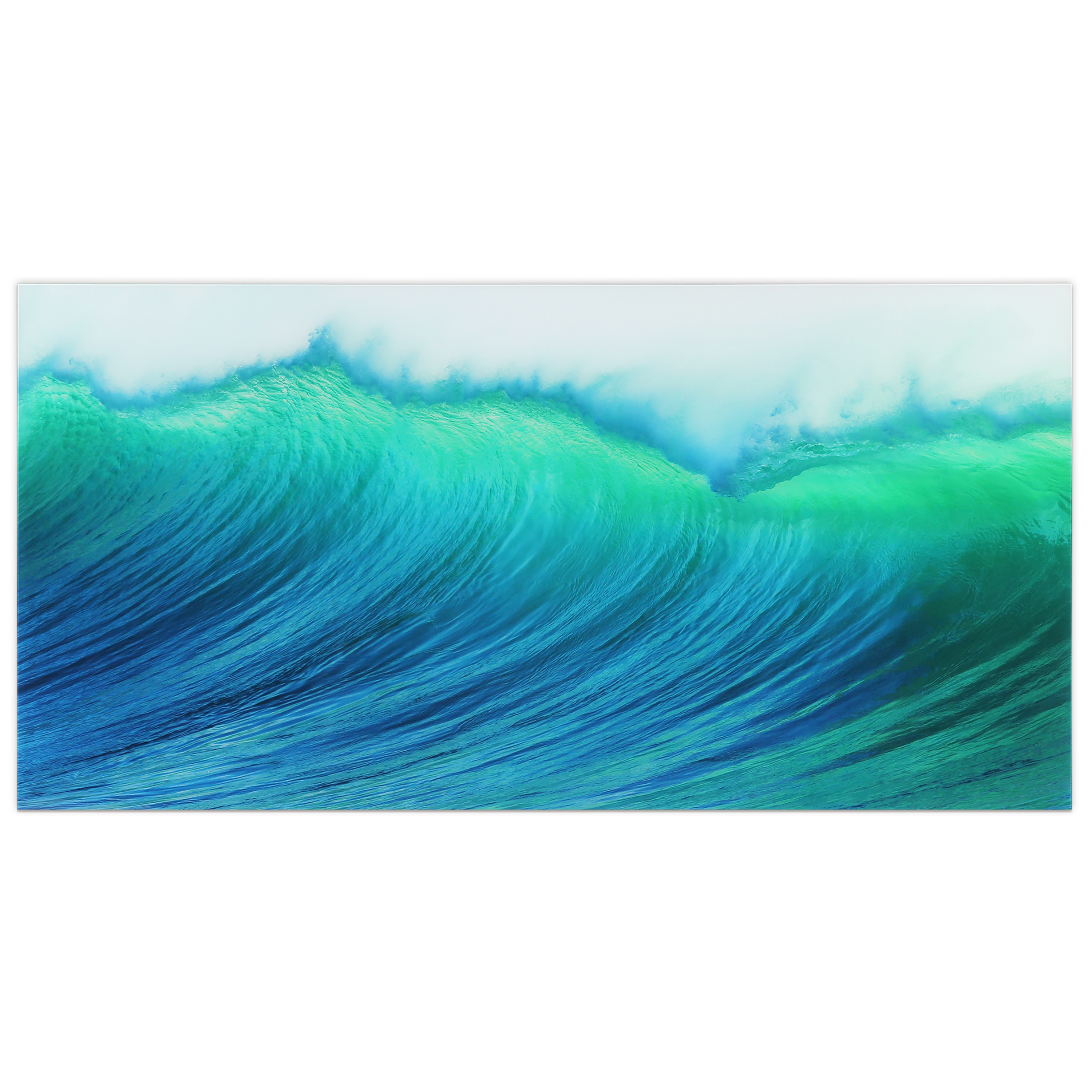 Empire Art Direct 72" x 36" "Blue Wave" Frameless Free Floating Tempered Art Glass Wall Art 36-in H x 72-in W Landscape Glass Print