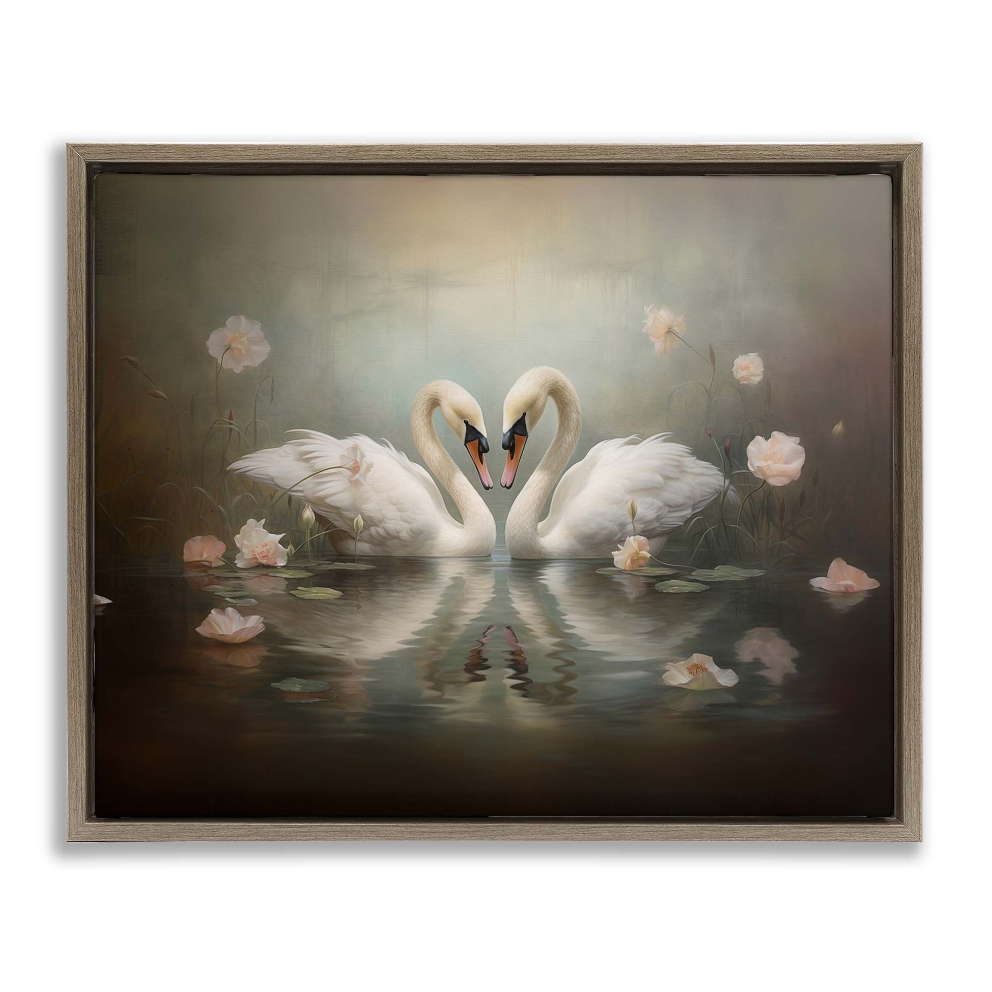 Stupell Industries BT-913-FFE-16X20 Romantic Swans Reflection Floating Frame design by Arlington Prints