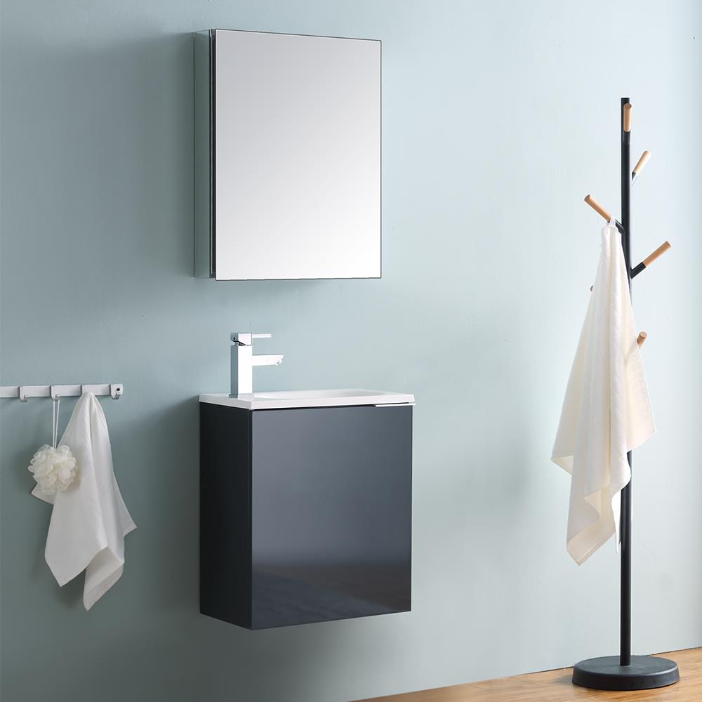 Valencia 20" Glossy Gray Wall-Mounted Vanity Set with Medicine Cabinet