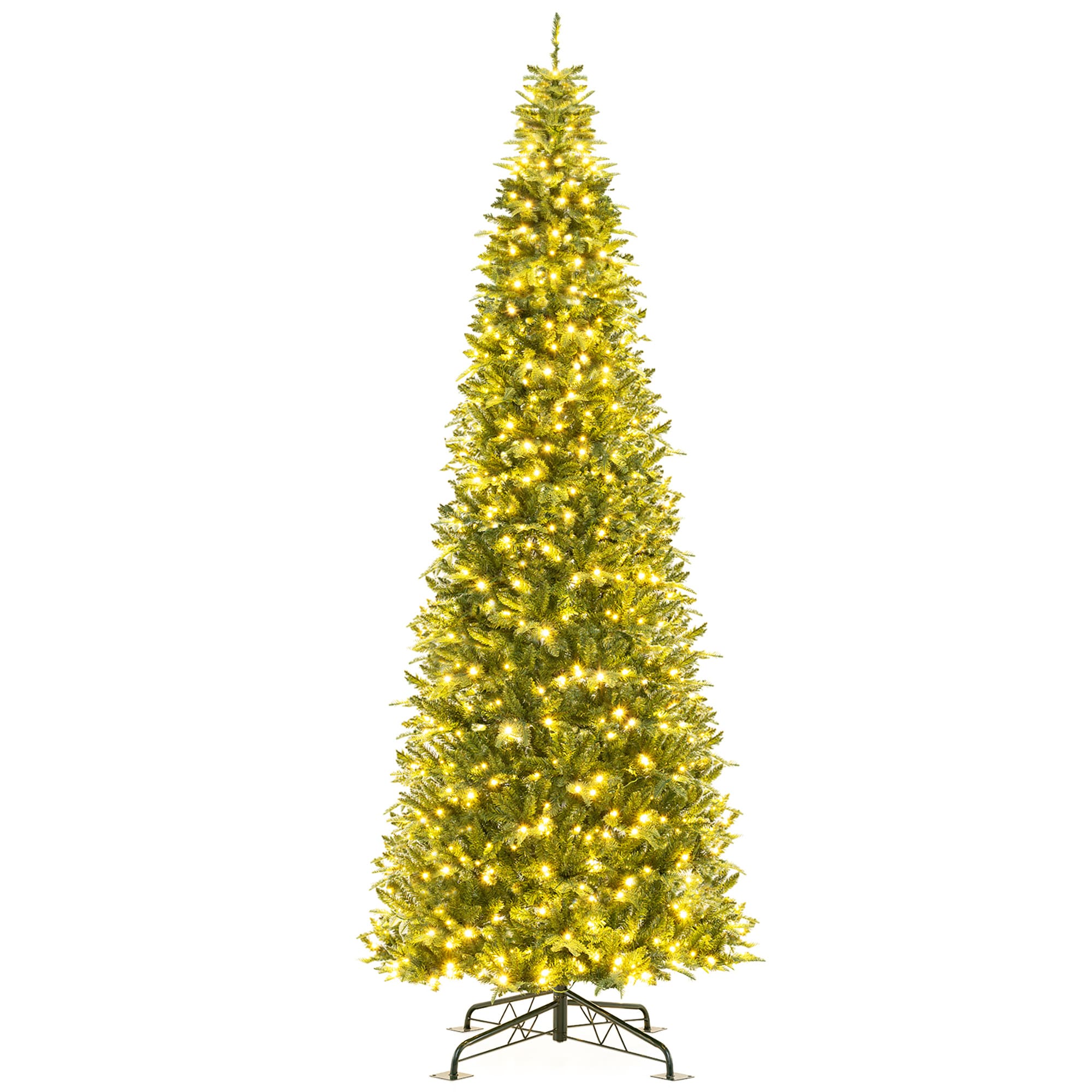 Costway 12-ft Alaskan pine Artificial Christmas Tree with White LED Lights
