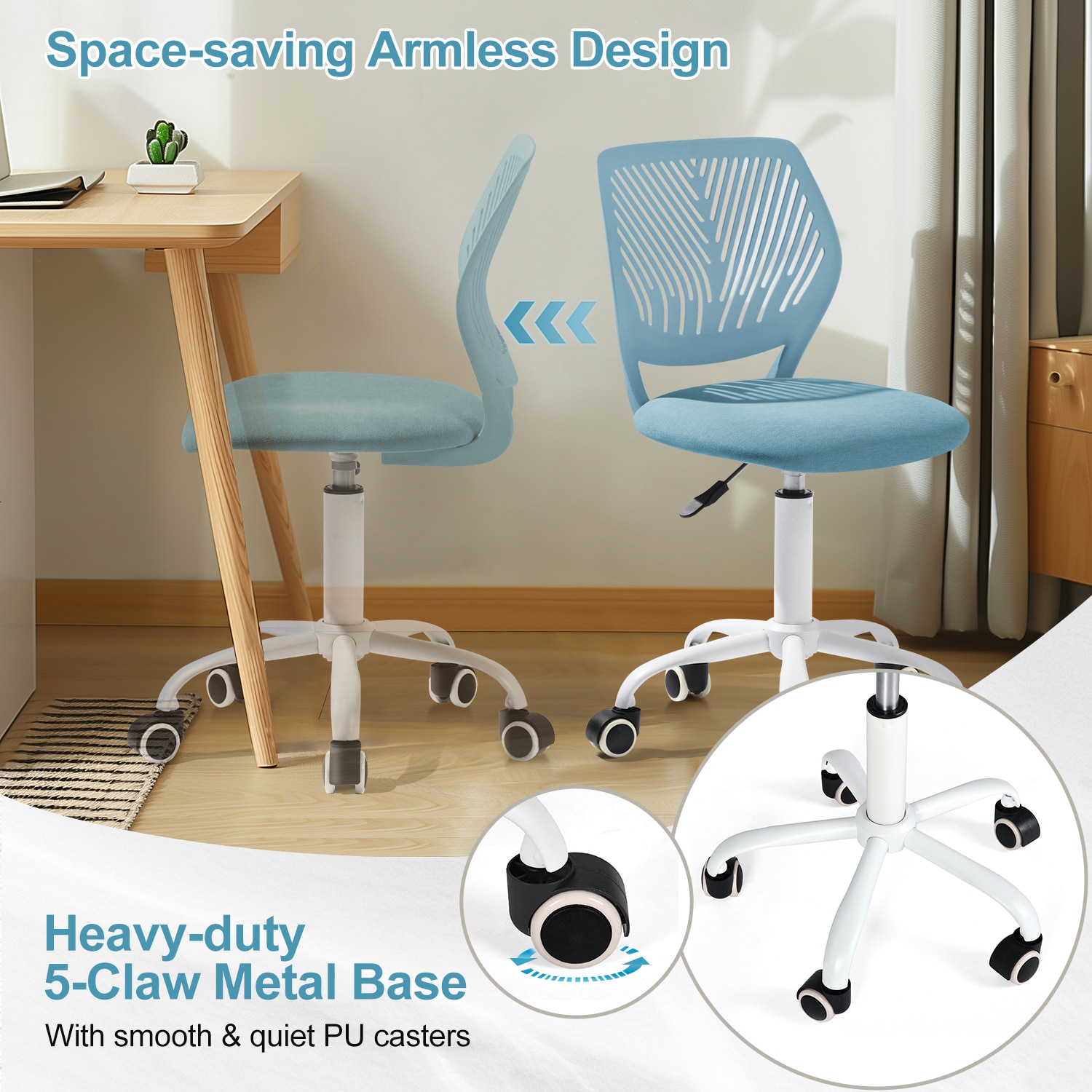 Homy Casa CARNATION CU BLUE Office-Chairs - View #5