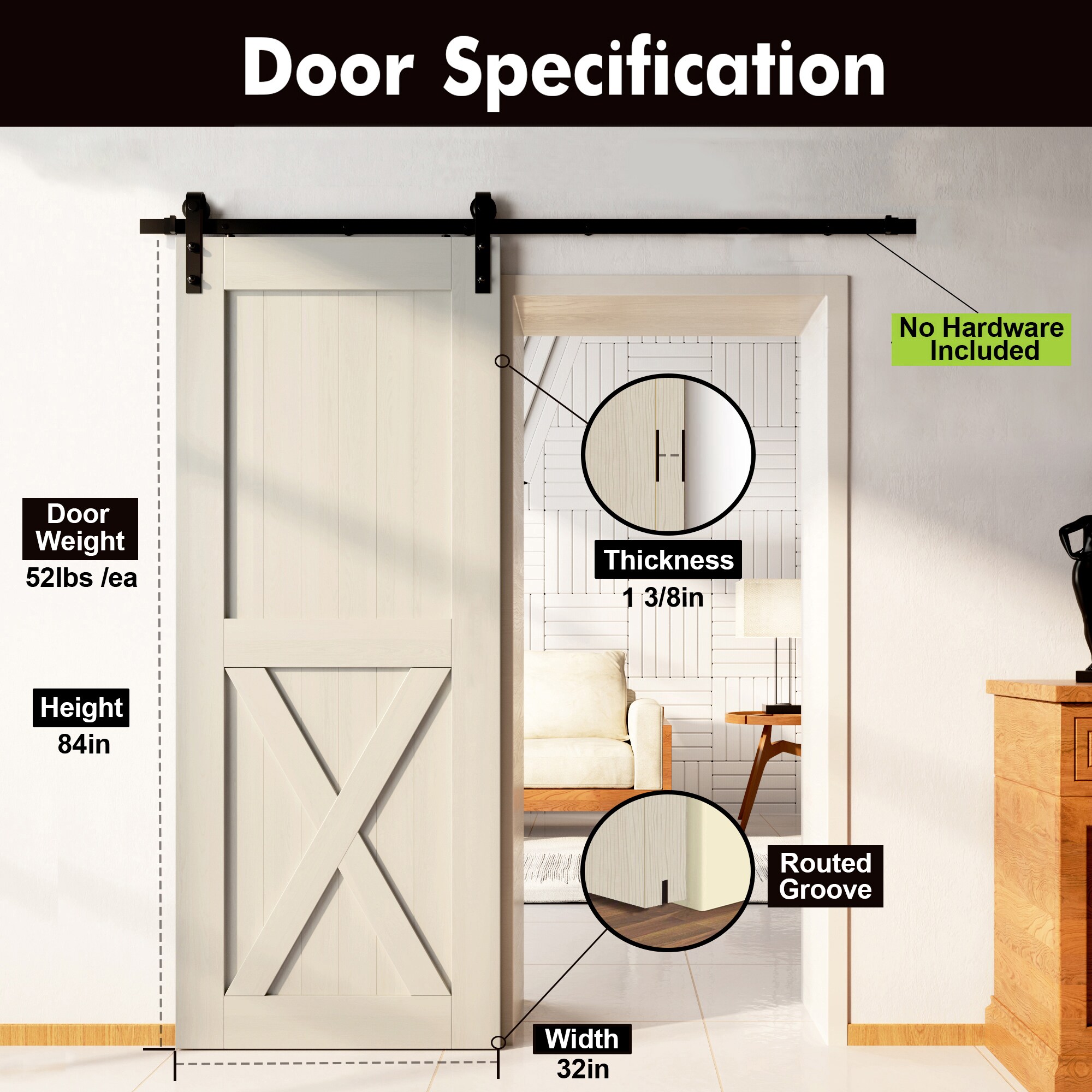 HOMACER 3284-X-TGRAY Barn-Doors - View #3