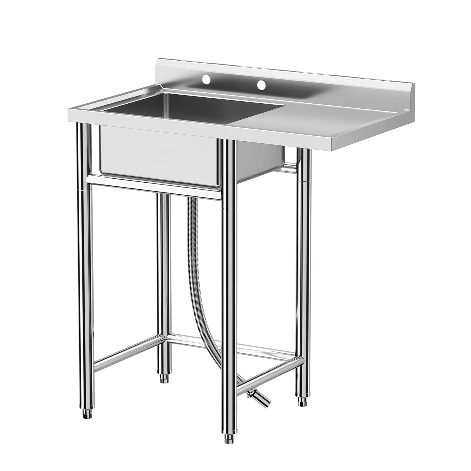 Qeetex JXNAG-PHO-12KKF4J3 Stainless Steel Utility Sink Freestanding Single Bowl Kitchen Sink Commercial Prep Table and Utility Washing Hand Basin for Backyard Garage Restaurant Laundry 36 x 21 In
