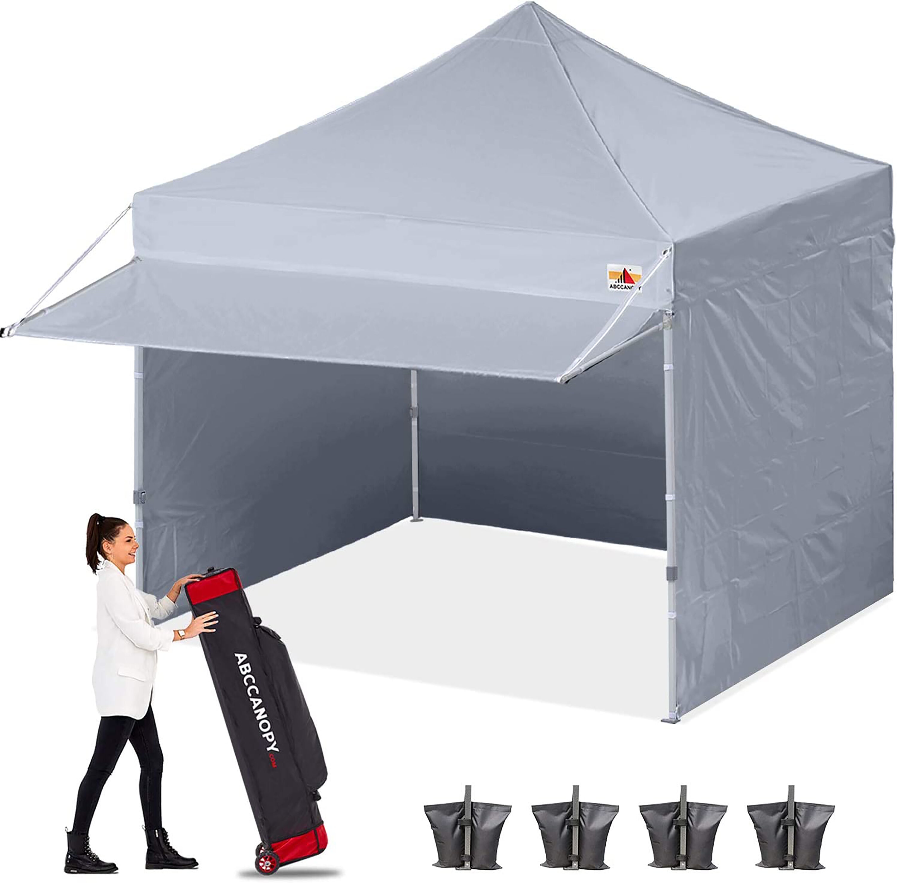 10-ft x 10-ft Square Gray Pop-up Canopy Polyester | - ABCCANOPY ZYBPKG-GY