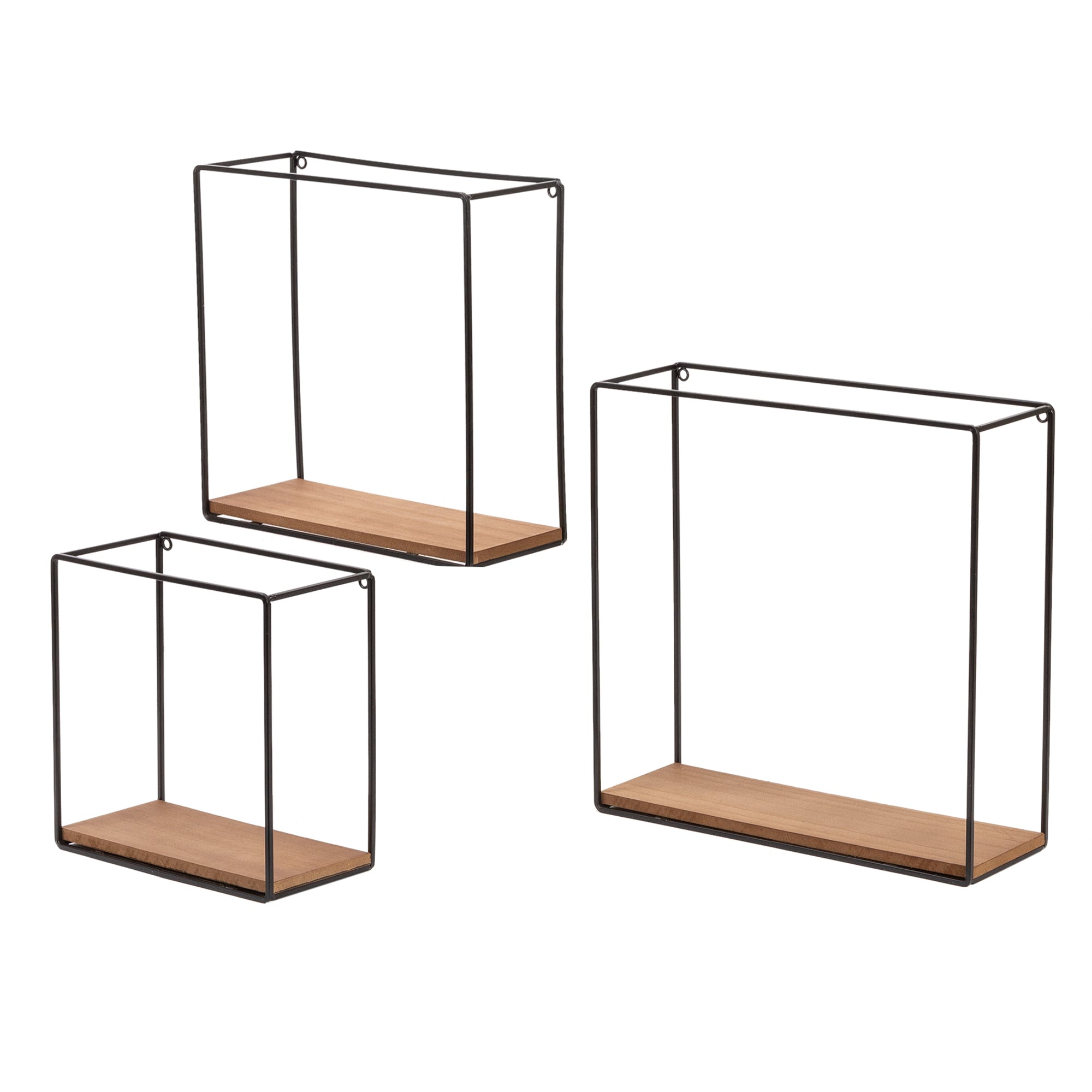 Kiera Grace FN00015-6DF 12-in L x 5-in D x 12-in H Walnut MDF Square Floating shelf 3 Decorative Shelves
