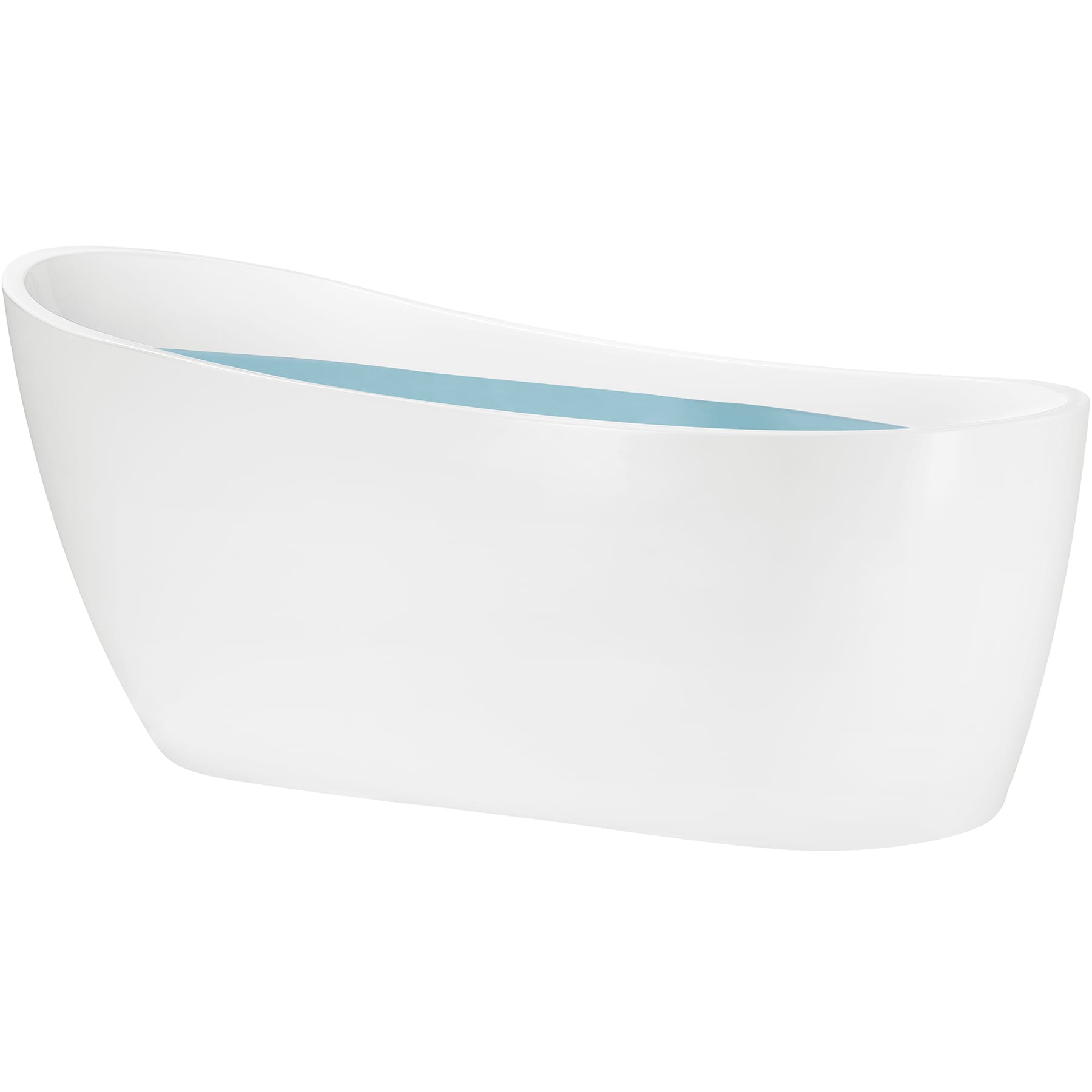 AKDY BT0091 Freestanding Tub 28.7-in x 66.9-in Glossy white Acrylic Oval Freestanding Soaking bathtub with Drain ( Back center Drain )
