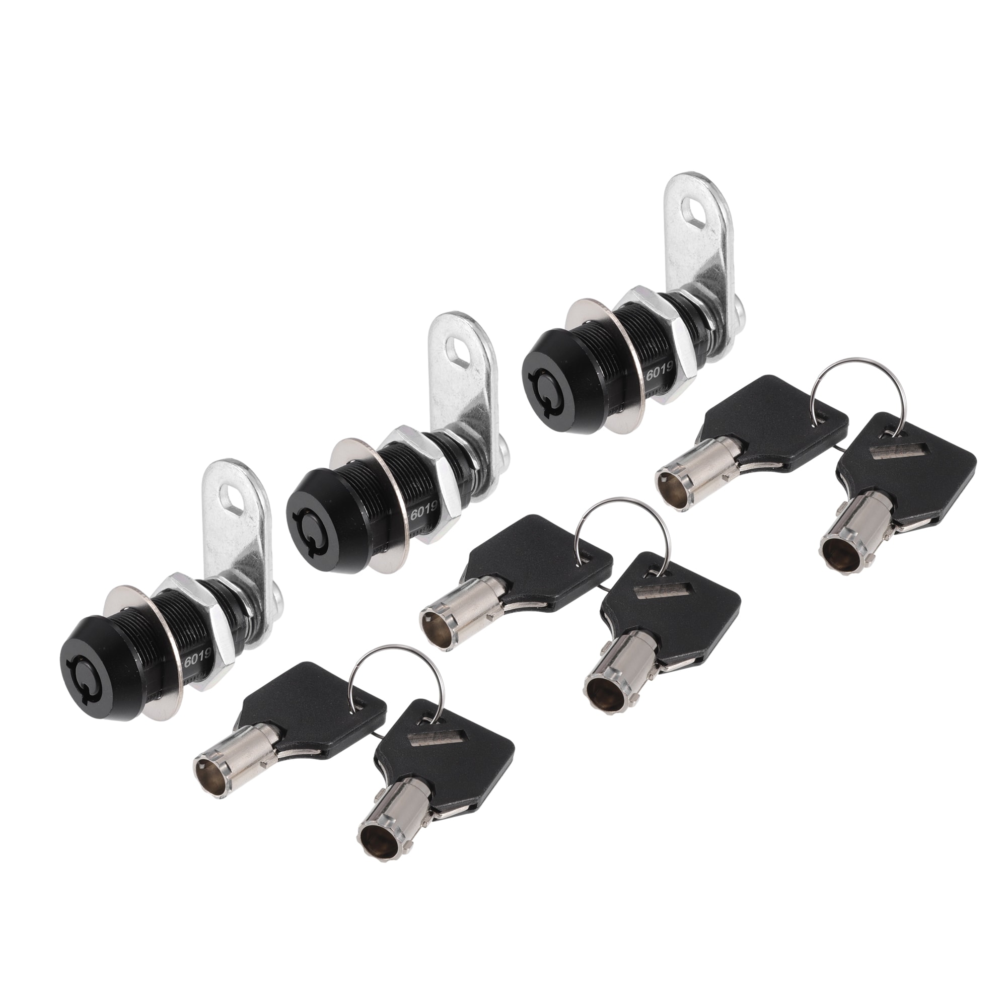 Unique Bargains RV Campervan Lock Set with 6 Keys / Inner RV Storage Door Locks for File Cabinet Toolbox / Durable Zinc Alloy 1-1/8 Inch / 3Set Black
