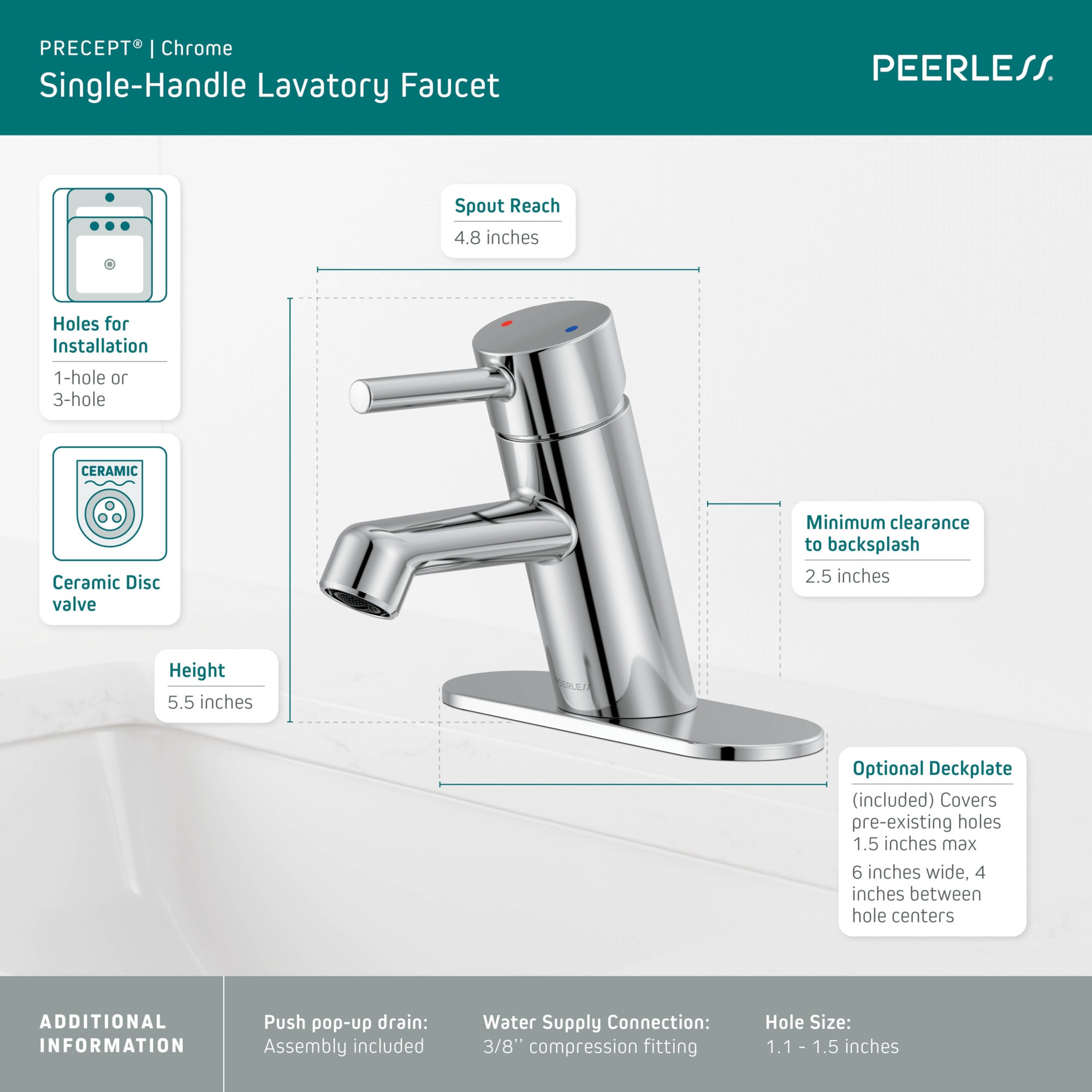 Precept Polished Chrome Single-Handle Mid-Arc Bathroom Faucet
