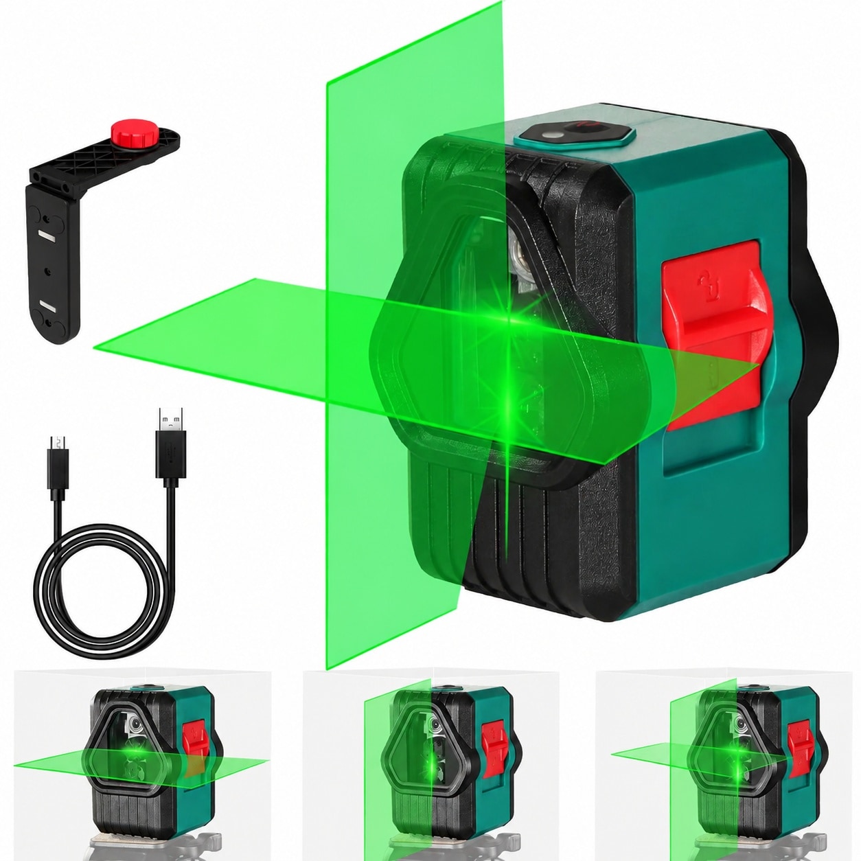 KHKFY  Laser Level 100Ft Self-Leveling Green Laser with Dual Modules 360 Degree Rotary Magnetic Bracket IP54 Rated renewable power Cross Line