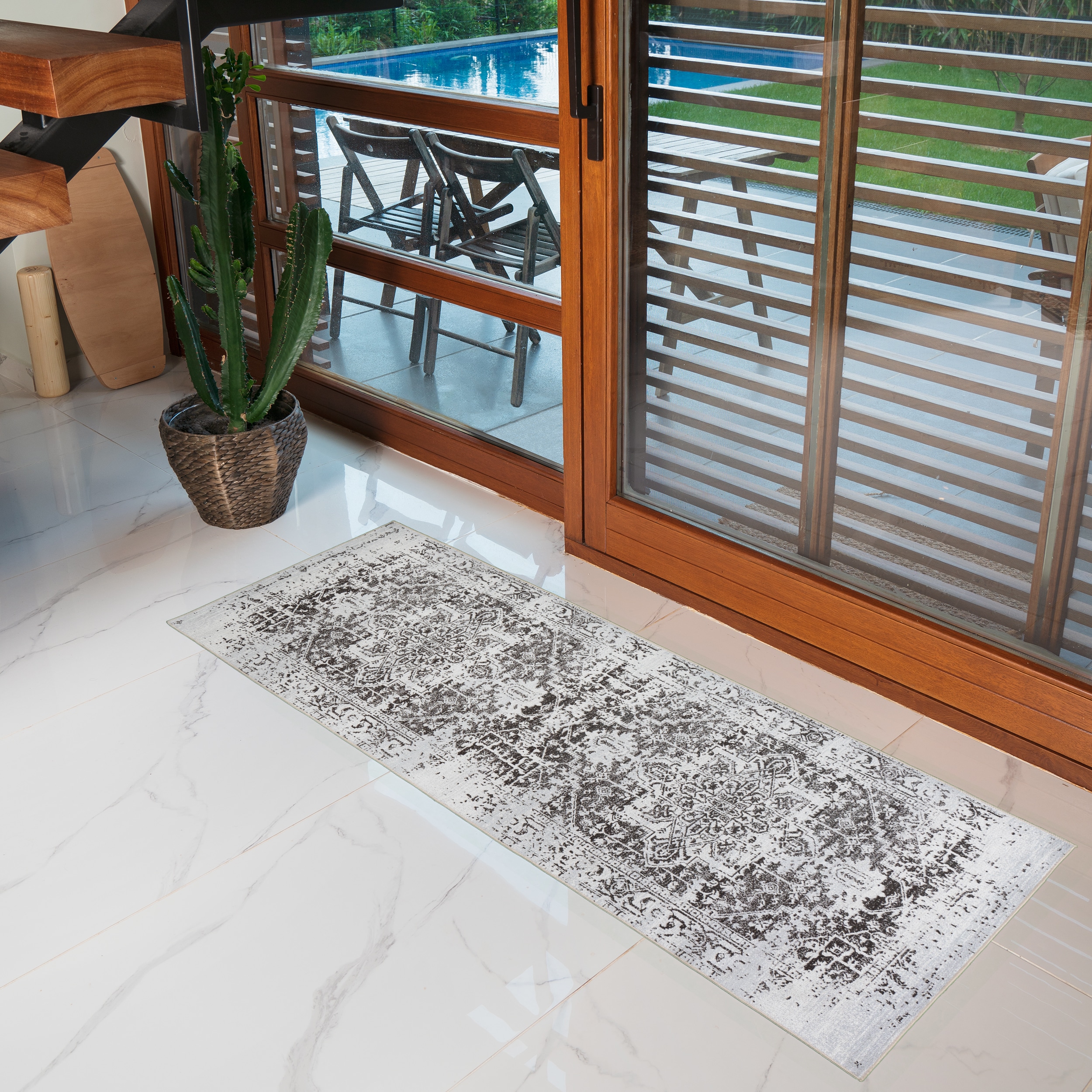 Playa Rug PLY-HMY-BRWN-2X6 2 x 6 (ft) Polyester Himalayas-Brown Beige Rectangular Indoor Floral/Botanical Area rug