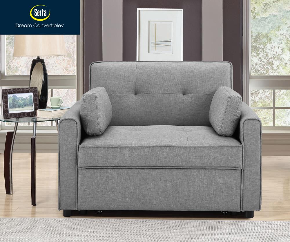 Serta Canterbury Grey Polyester Sofa, Convertible Sofa Chair Bed Sleeper