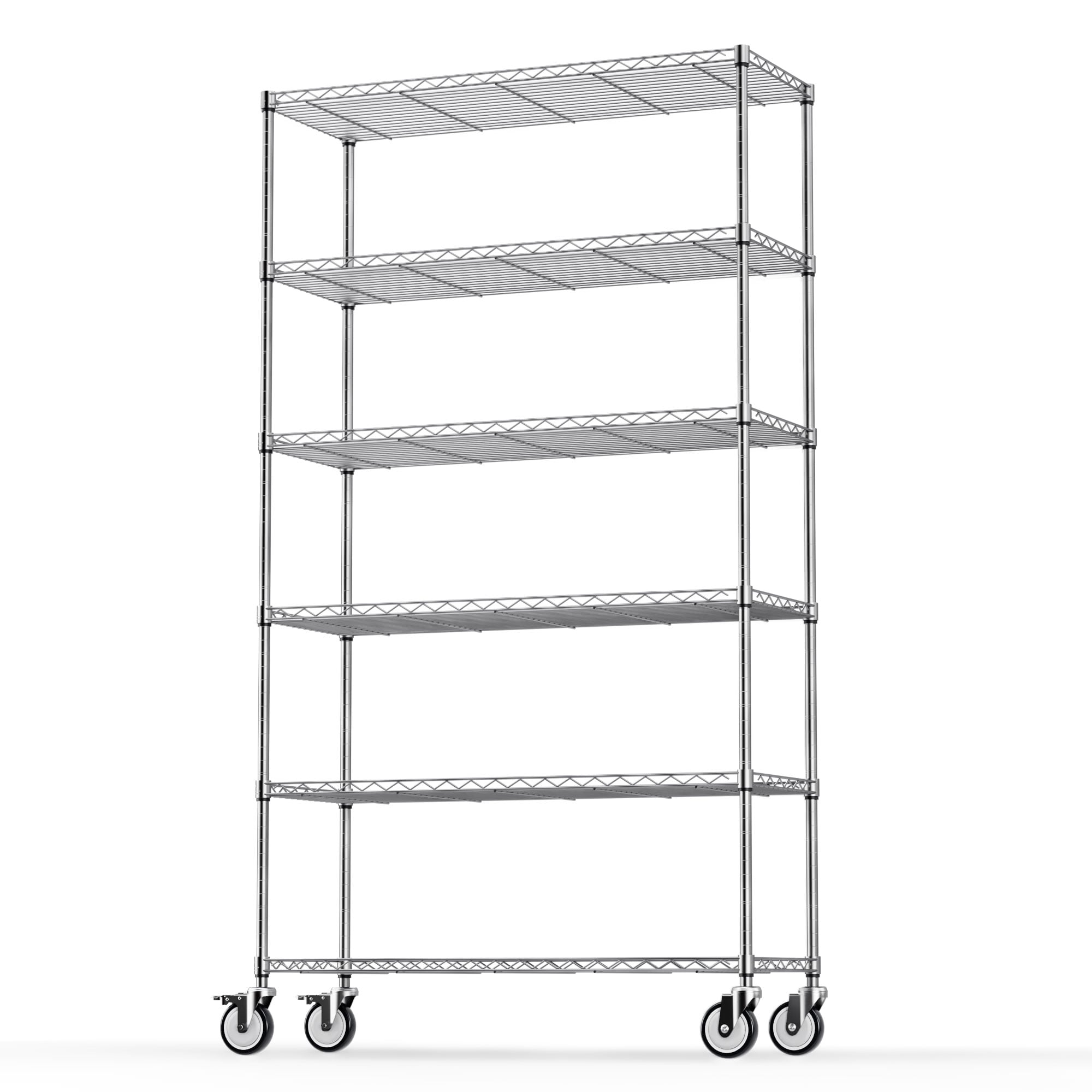 Kahomvis LIKE-QPS4-000 Steel Heavy Duty 6 -Tier Utility shelving unit ( 48-in W x 18-in D x 87.5-in H ) ( Chrome , ( 350-lb lbs. Capacity Per Shelf )