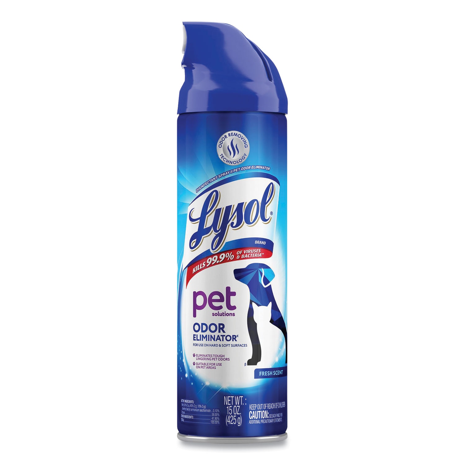 LYSOL ESNRAC99804CT Brand Disinfectant Spray II Pet Odor Eliminator  Fresh  15 oz Aerosol Spray  12 Carton