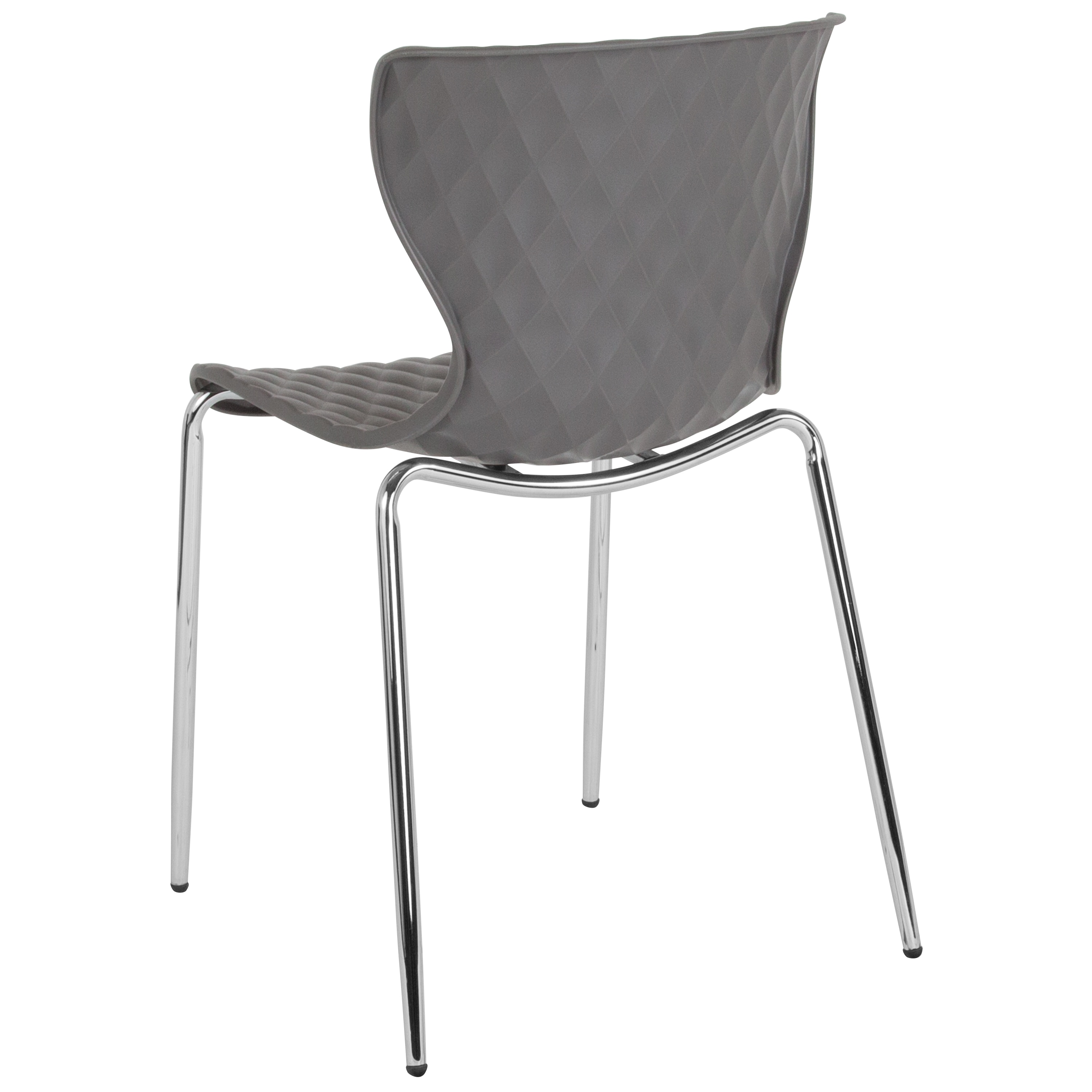 Quilted Diamond Gray Plastic Stackable Modern Chair