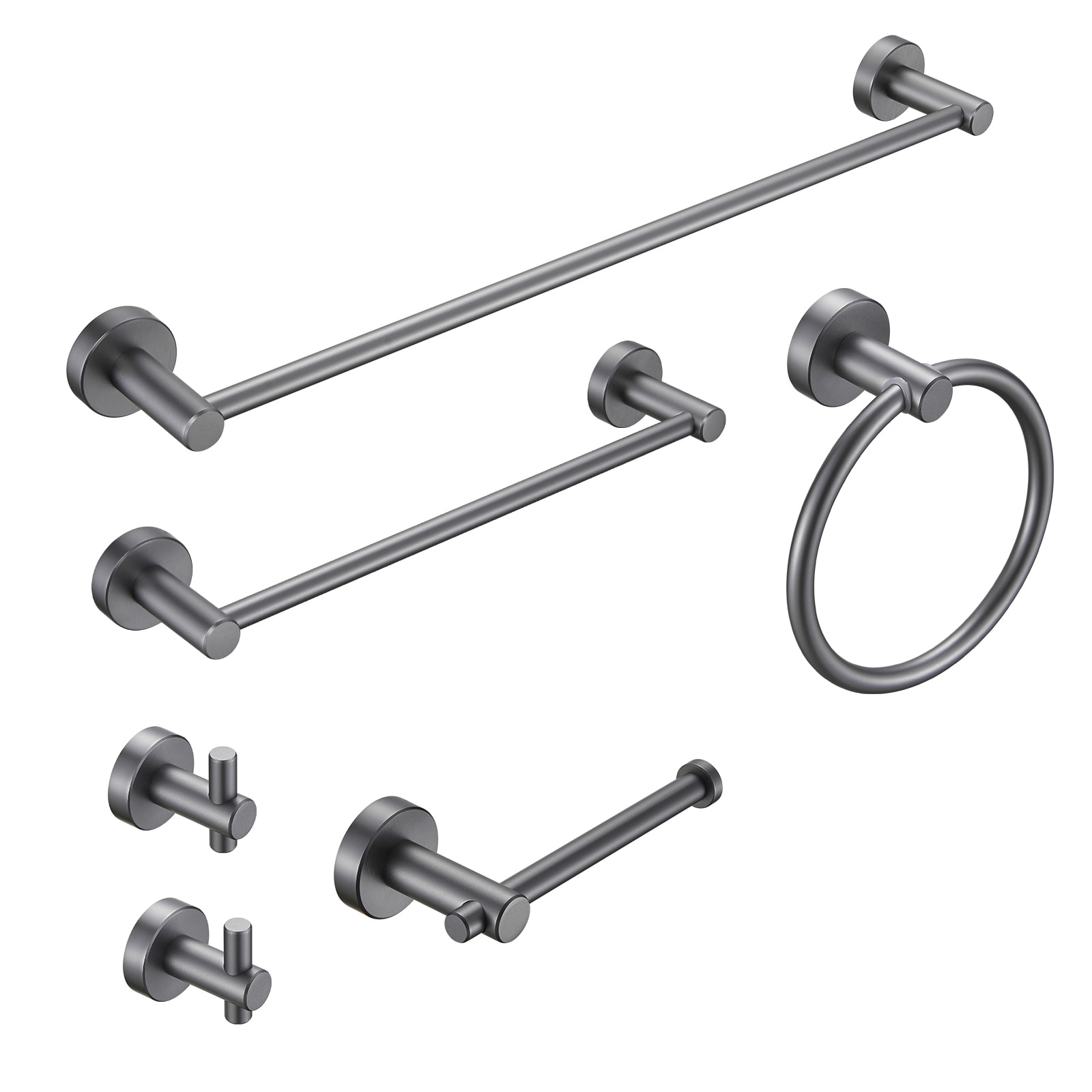 Cobbe LSKBHS02062 6 -Piece Grey Decorative Bathroom Hardware Set Towel Bar, Toilet Paper Holder, Towel Ring ,Robe Hook Included