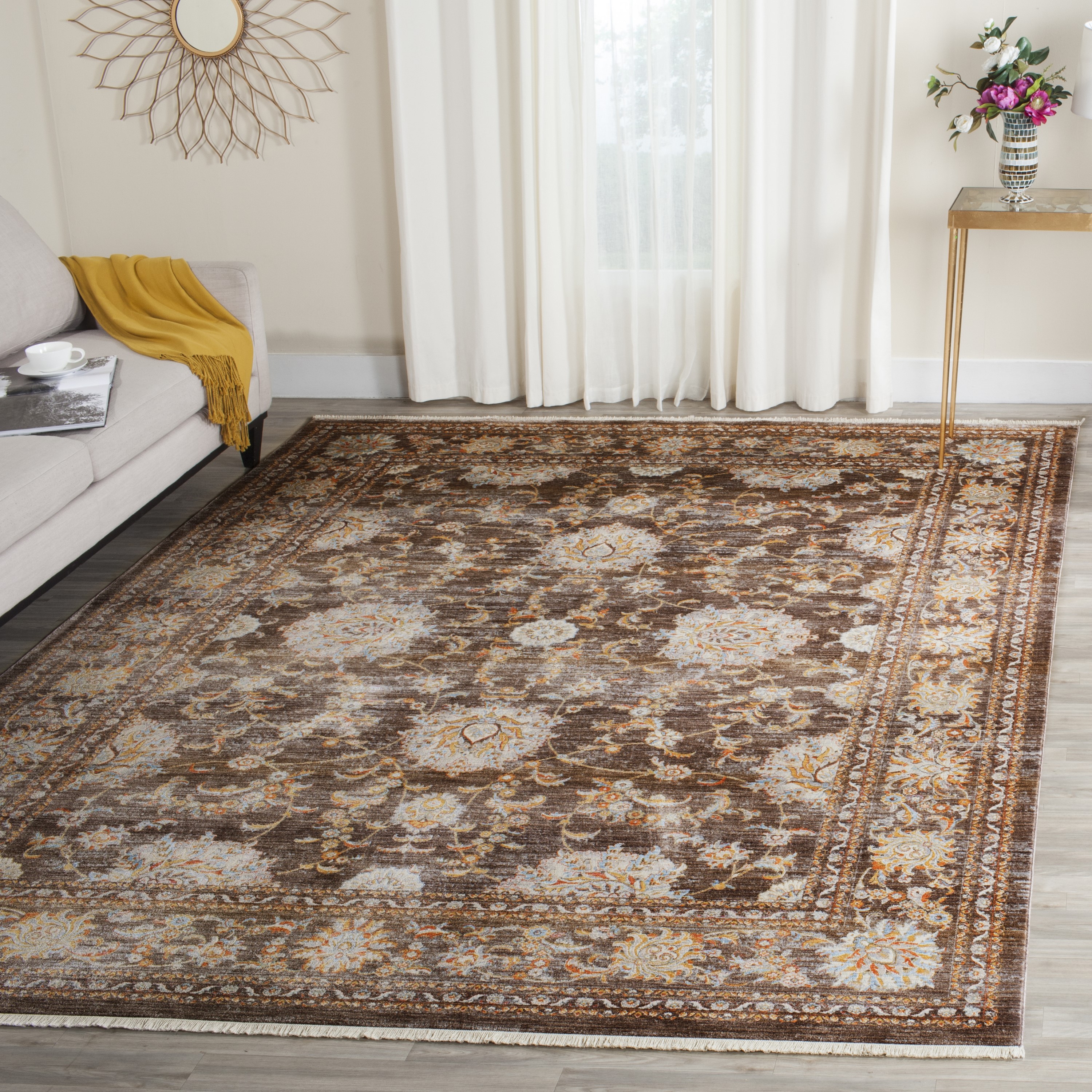 Safavieh VTP469D-8 Vintage Persian Bakrah 8 x 10 (ft) Loomed Polyester Brown/Multi Rectangular Indoor Distressed/Overdyed Vintage Area rug