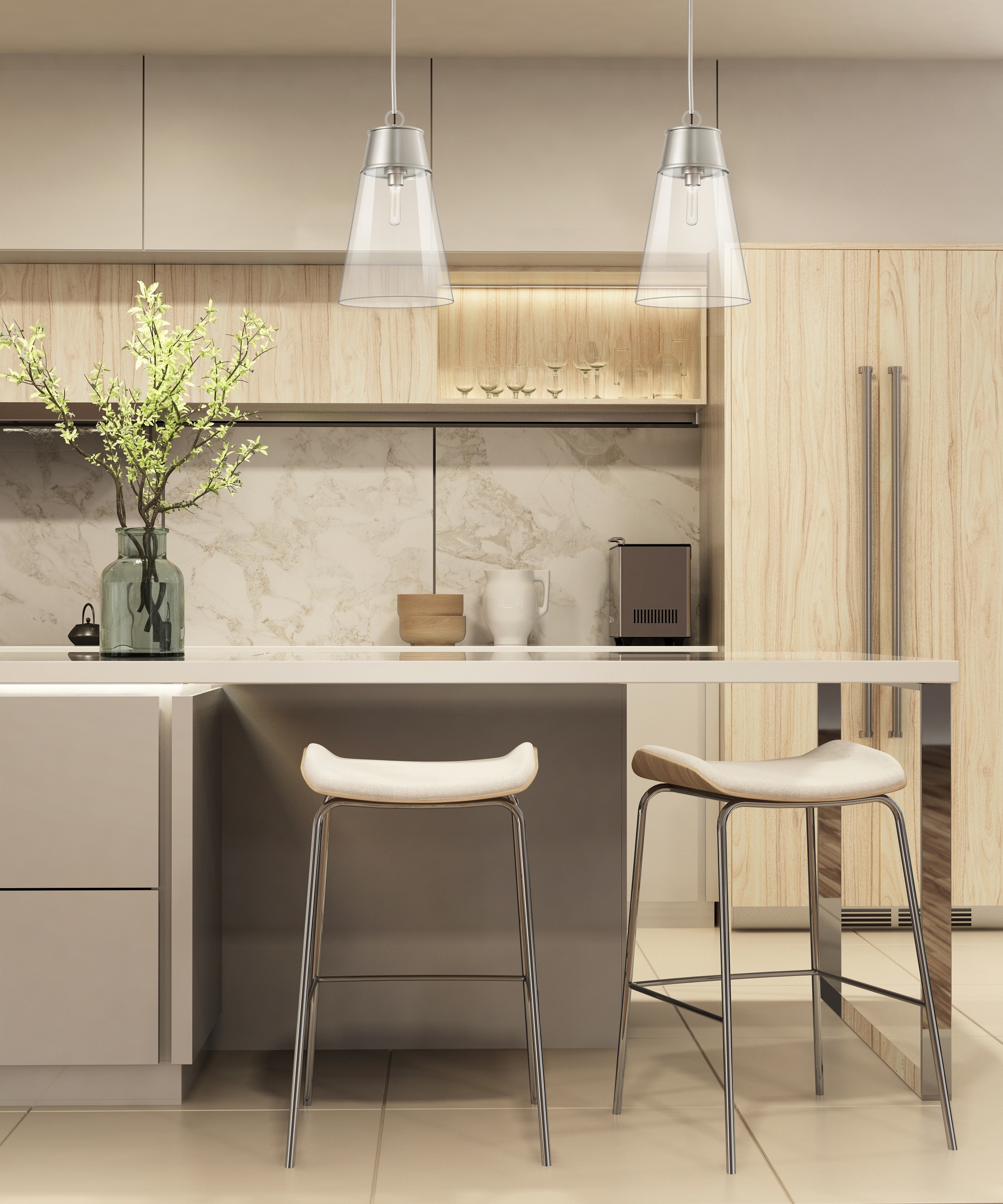 Wentworth Mini 1-Light Pendant in Brushed Nickel with Clear Glass