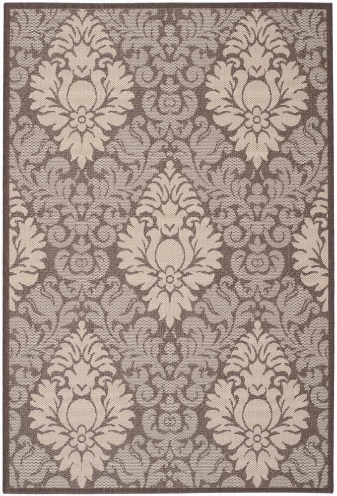 Safavieh CY2714-3409-5 Courtyard Harnesk 5 x 8 (ft) Loomed Polypropylene Chocolate/Natural Rectangular Indoor/Outdoor Damask Area rug