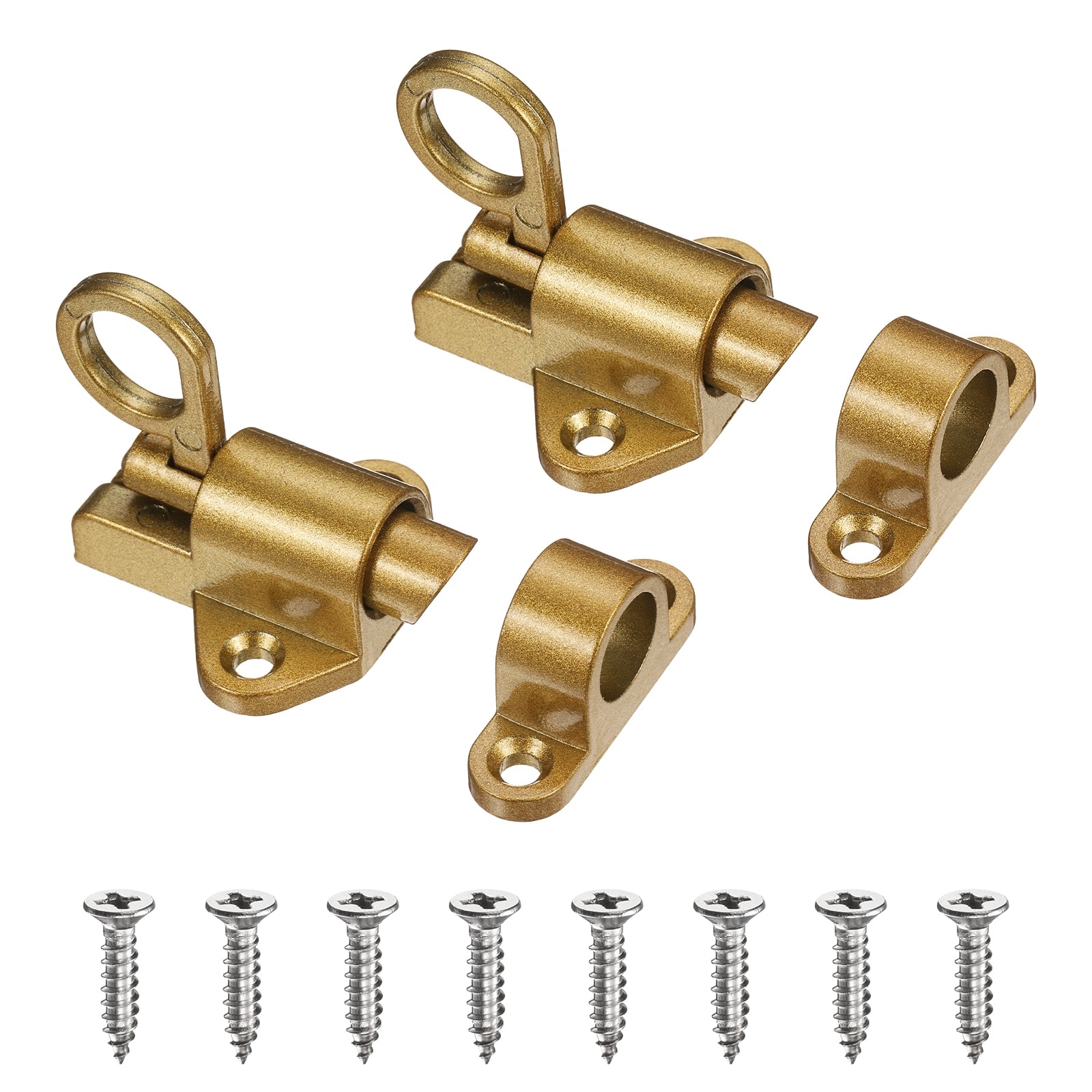Unique Bargains 2-Pack Self-Closing Latches Resilient Bolt Latch Gold