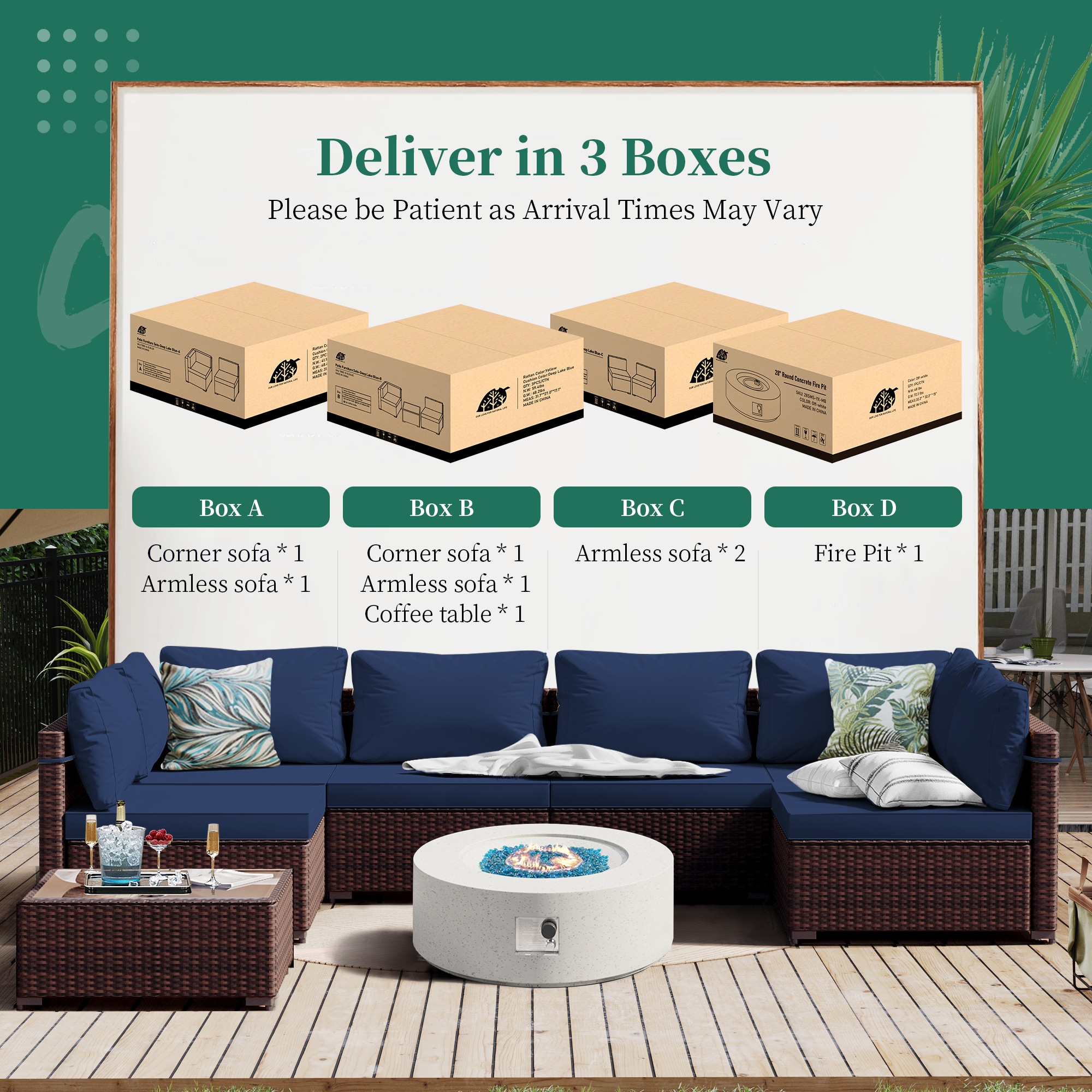 UPHA TBSF-ABC28SYMB-NAVY Patio-Conversation-Sets - View #10