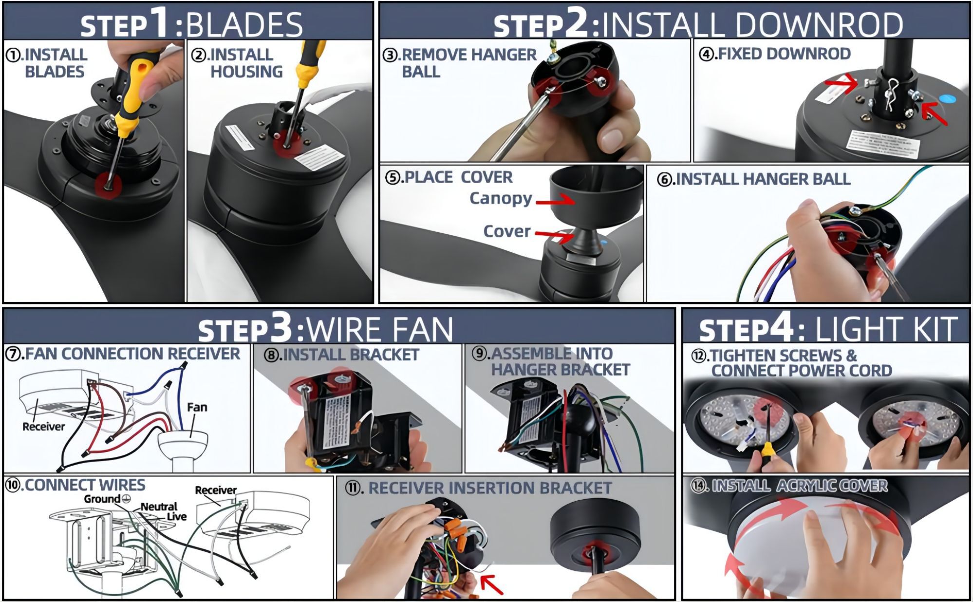 Flynama YC-L-359-WD Ceiling-Fans - View #4