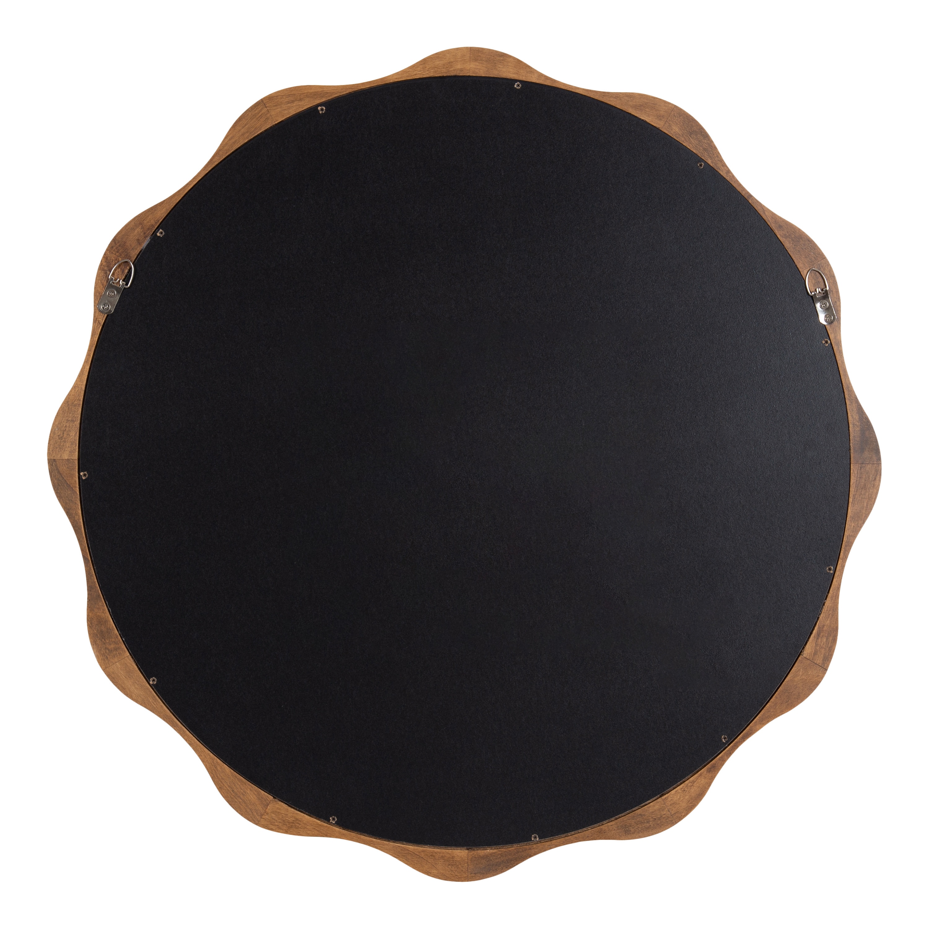 Hatherleigh 28" Rustic Brown Scalloped Round Wood Mirror