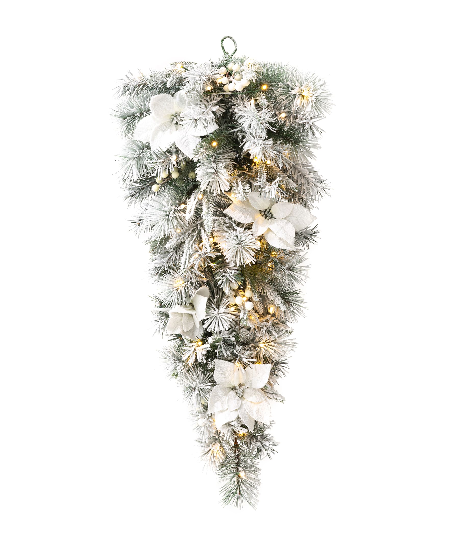 Glitzhome 2014600179 Indoor Pre-lit Battery-operated 3-Feet Pine Artificial Swag Garland with White LED Lights