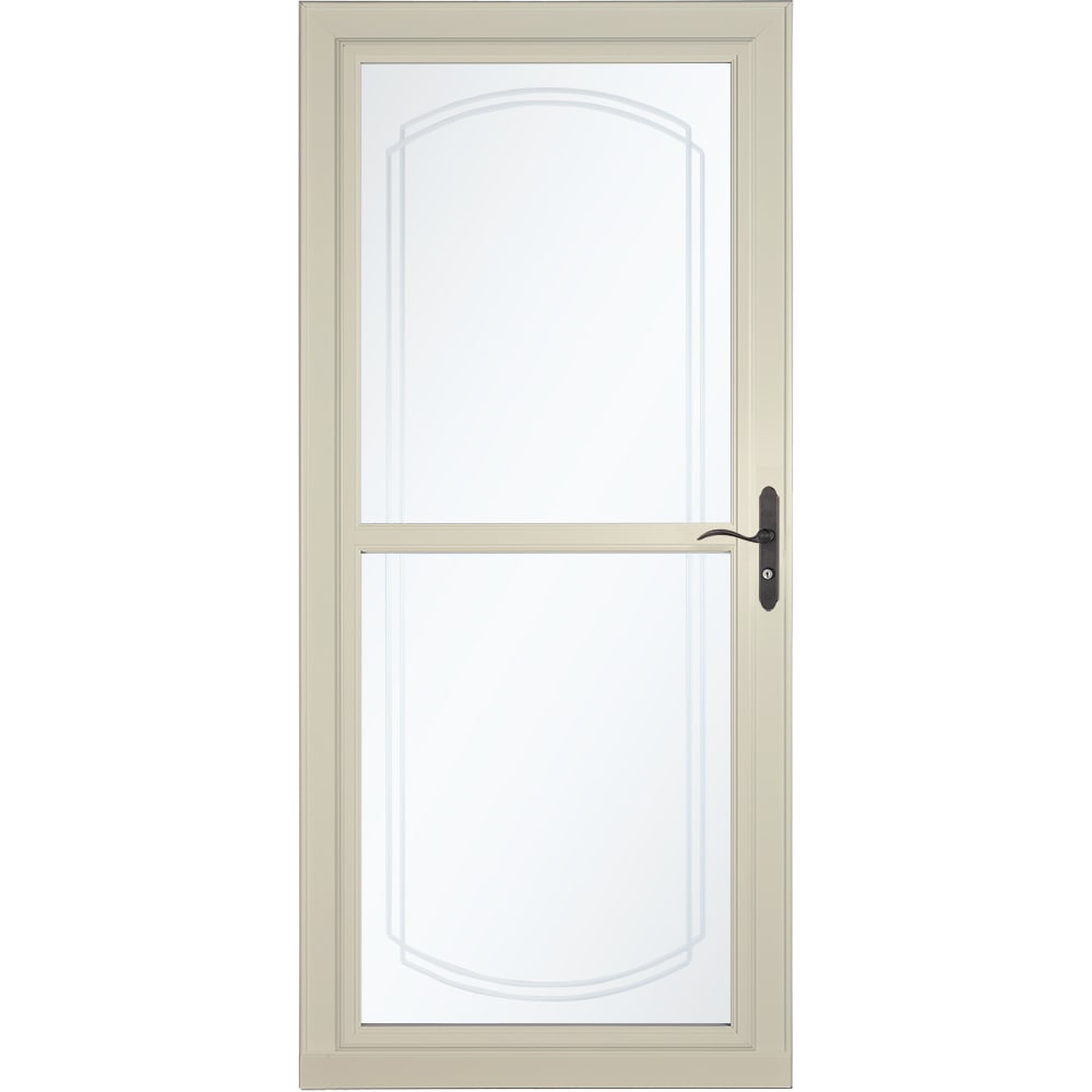 Tradewinds Selection 36-in x 81-in Almond Full-view Retractable Screen Aluminum Storm Door with Aged Bronze Handle in Off-White | - LARSON 1461408257